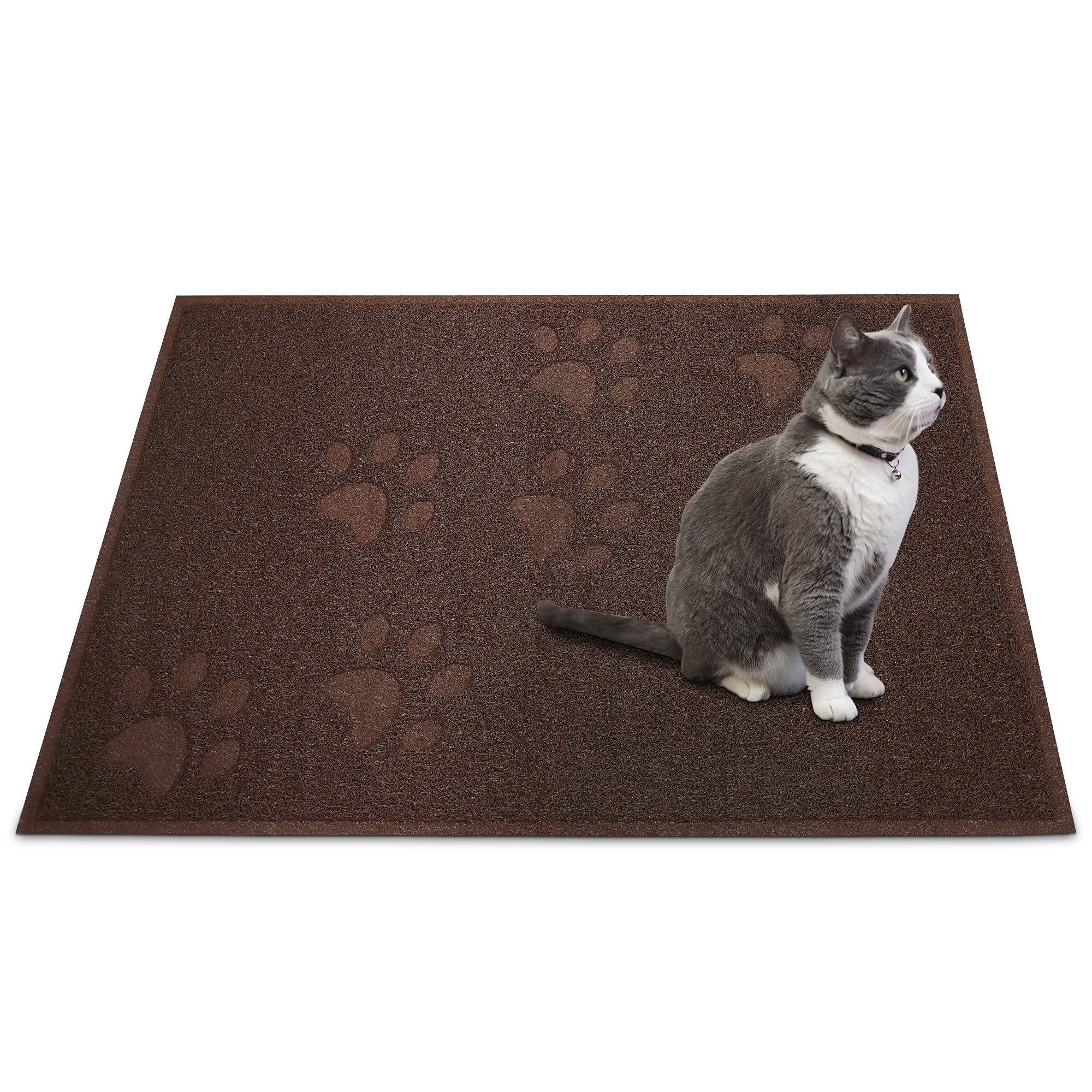 Andalus Premium Cat Litter Mat Pack Of 1-100% Waterproof With Non-Slip Backing Of Litter Box Mat - Soft On Kitty Paws & Easy To Clean Cat Mats For Litter - Brown, Extra-Large (35' X 23')