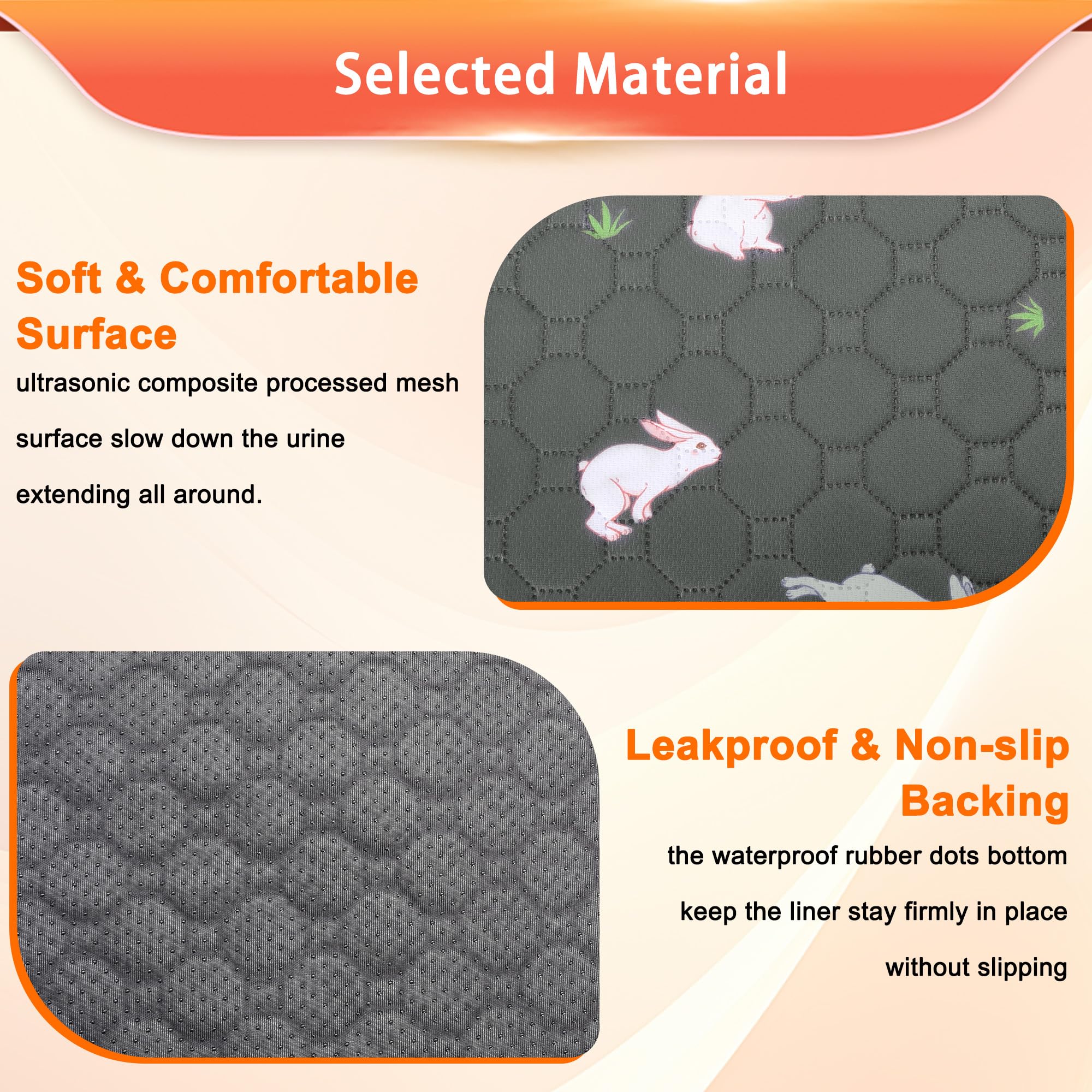 Modeslab 2-Pack Guinea Pig Cage Liner, 24'' X 47'' Reusable Guinea Pig Bedding Washable Absorbent Pee Pads For Dogs Rabbit Chinc