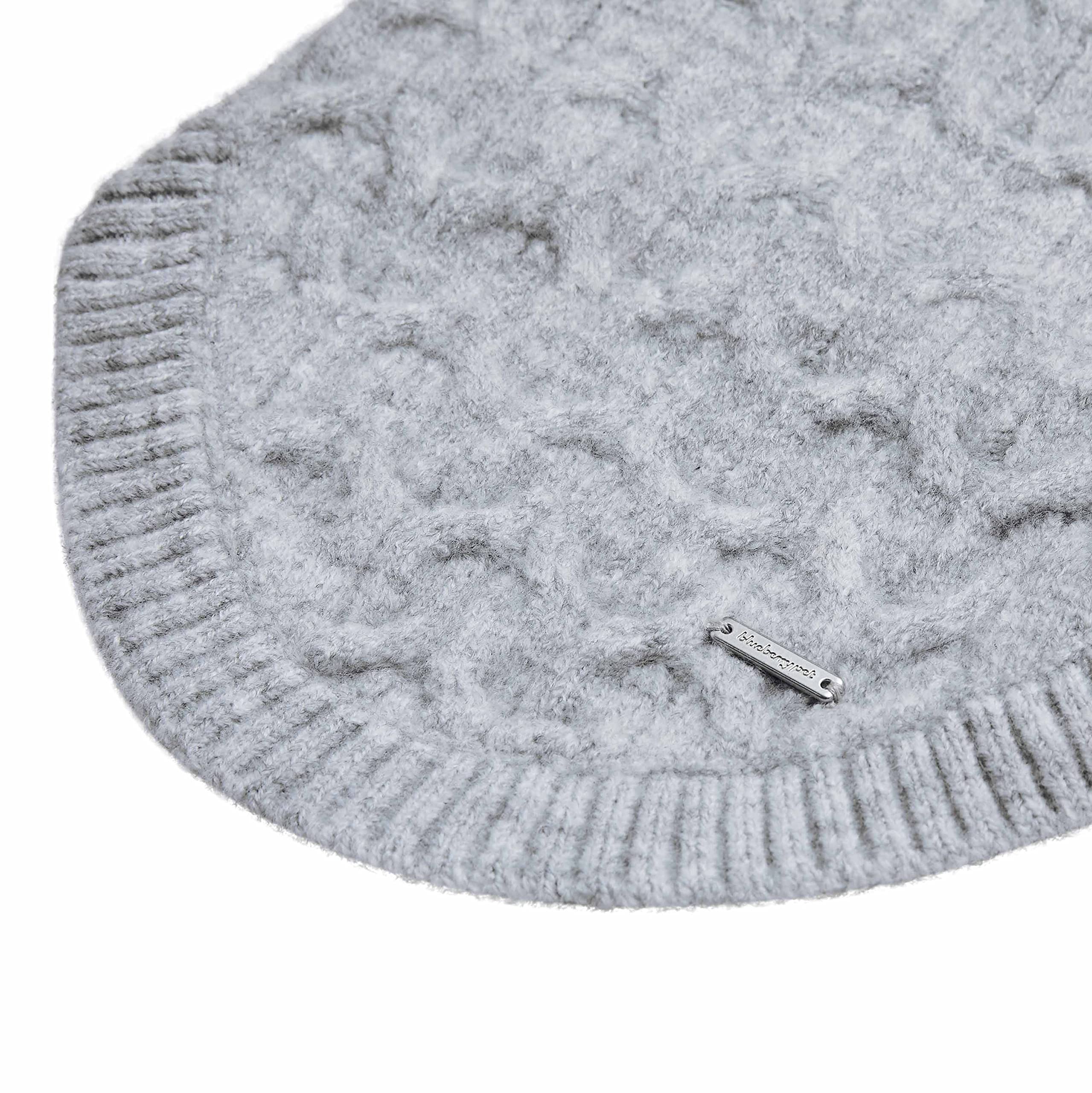 Blueberry Pet Classic Fuzzy Textured Knit Pullover Crew-Neck Dog Sweater in Heather Grey, Back Length 16'', Pack of 1 Clothes fo