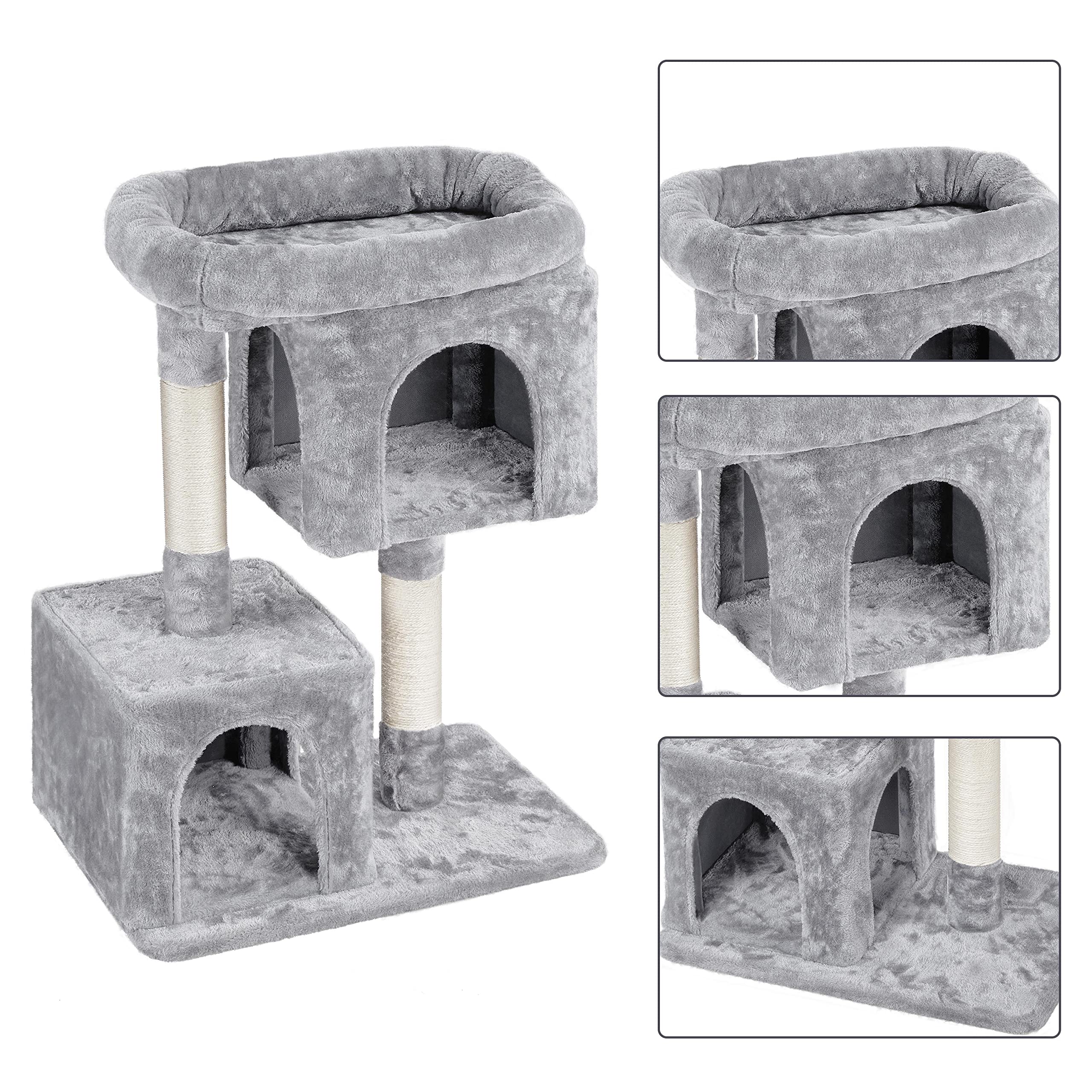 Yaheetech 33.5'' Cat Tree Cat Tower With 2 Cozy Plush Condos & Sisal Scratching Posts Cat Stand House For Cats & Pets