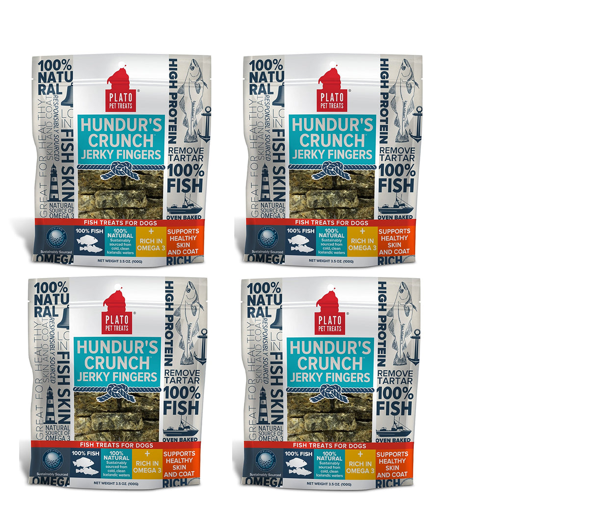 Plato (4 Pack) Hundur Jerky Finger 3.53Oz Each