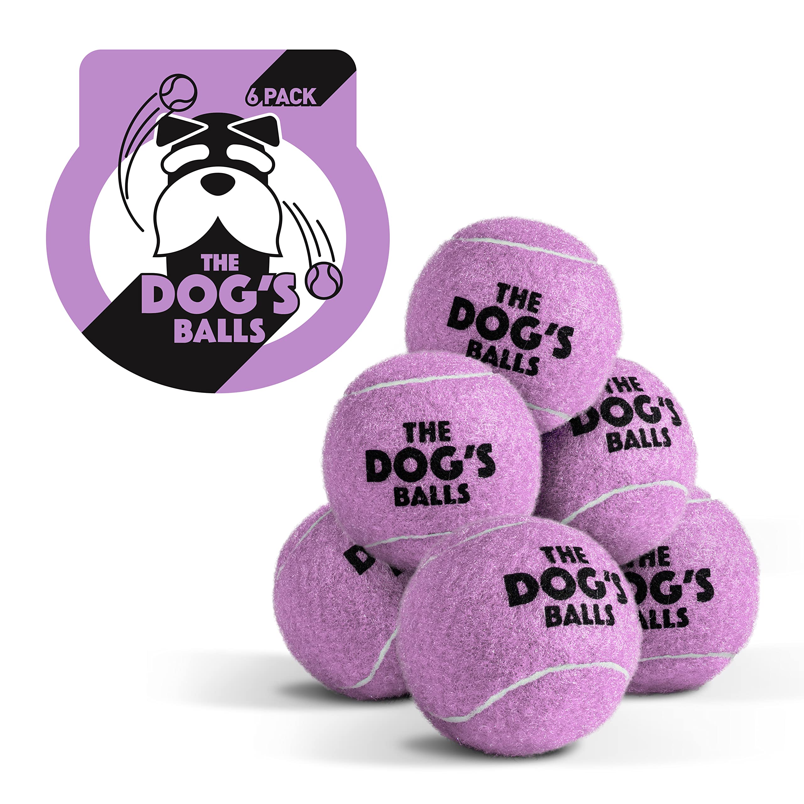 The Little Dog'S Balls, Dog Tennis Balls, 6-Pack Lilac Dog Toy, Strong Dog & Puppy Ball For Training, Play, Exercise & Fetch