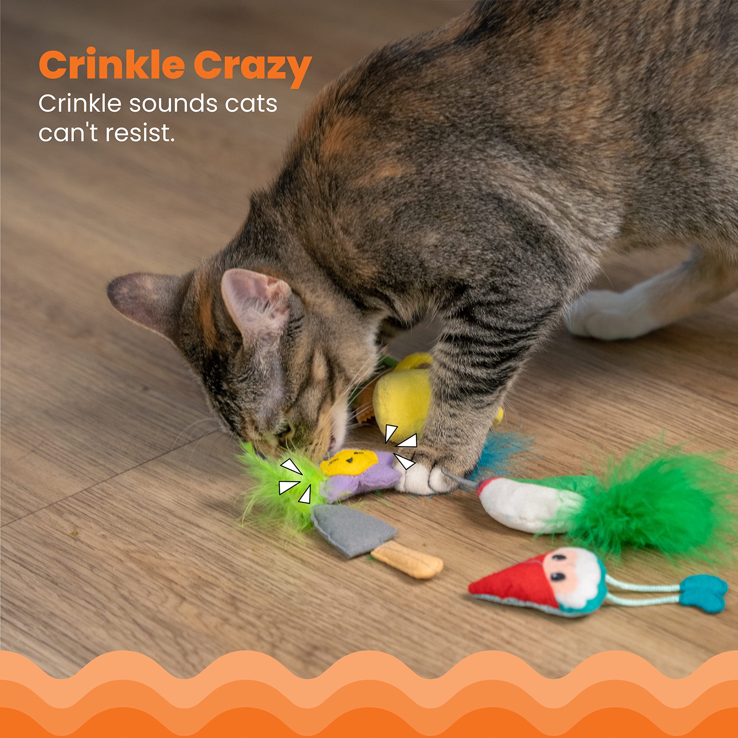 Catstages Garden Fur-Ends Plush Catnip Cat Toys - 6 Pack