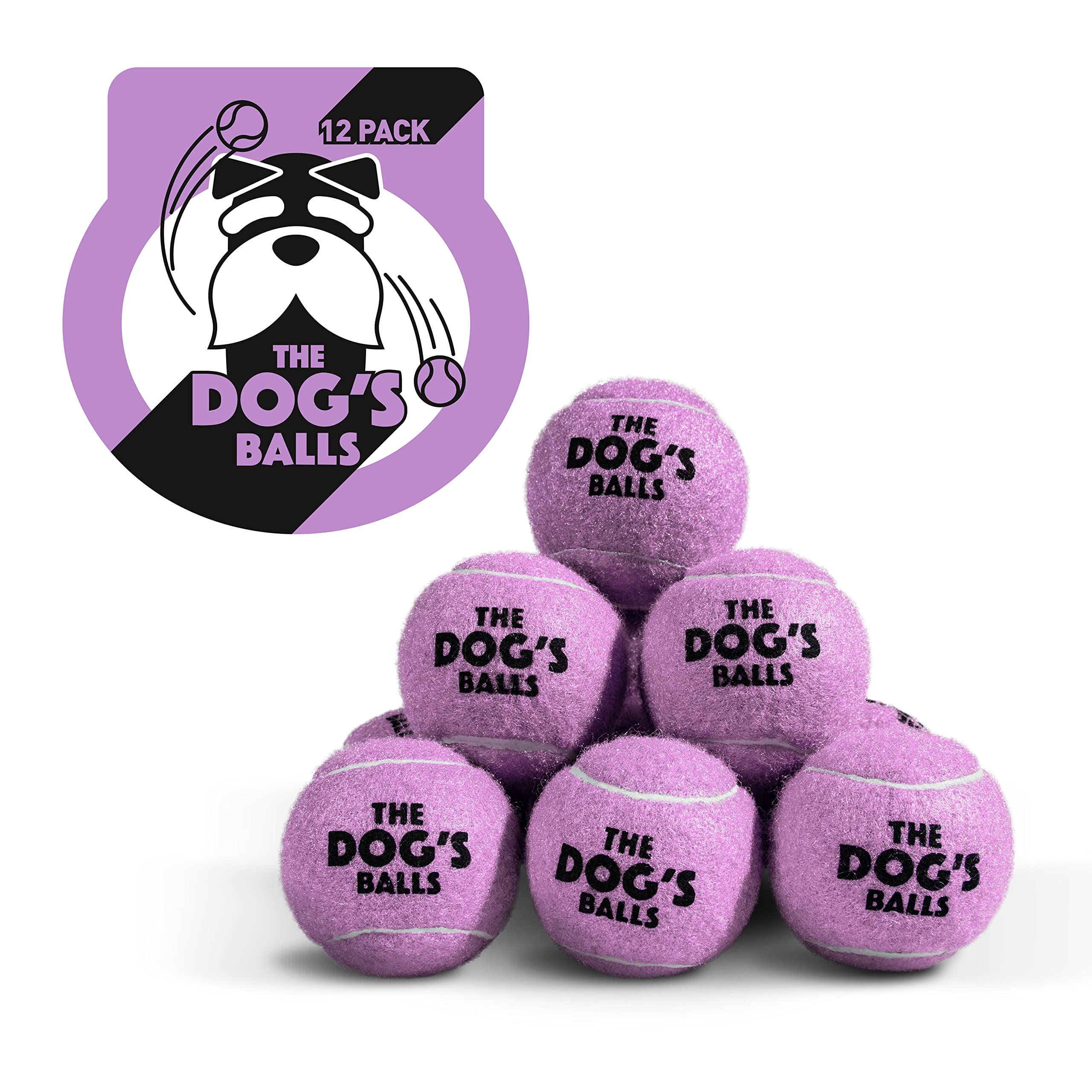 The Dog'S Balls, Dog Tennis Balls, 12-Pack Lilac Dog Toy, Strong Dog & Puppy Ball For Training, Play, Exercise & Fetch