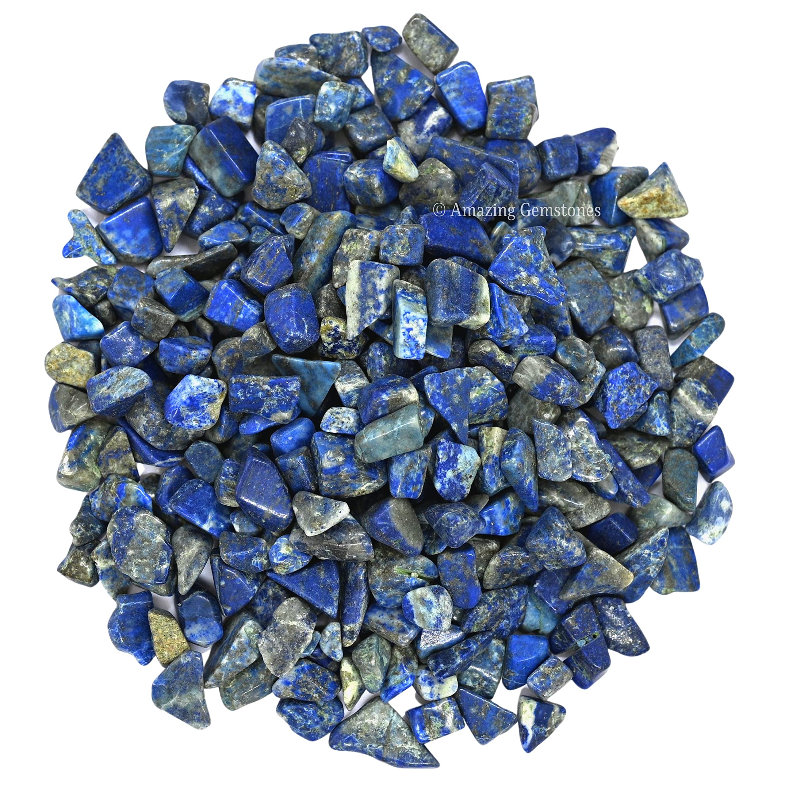 Lapis Lazuli Crystal Chips and Tiny Crystals - Aquarium Gravel Rocks, Bulk Fish Tank Gravel, Small Tumbled Stone Chips for Decor