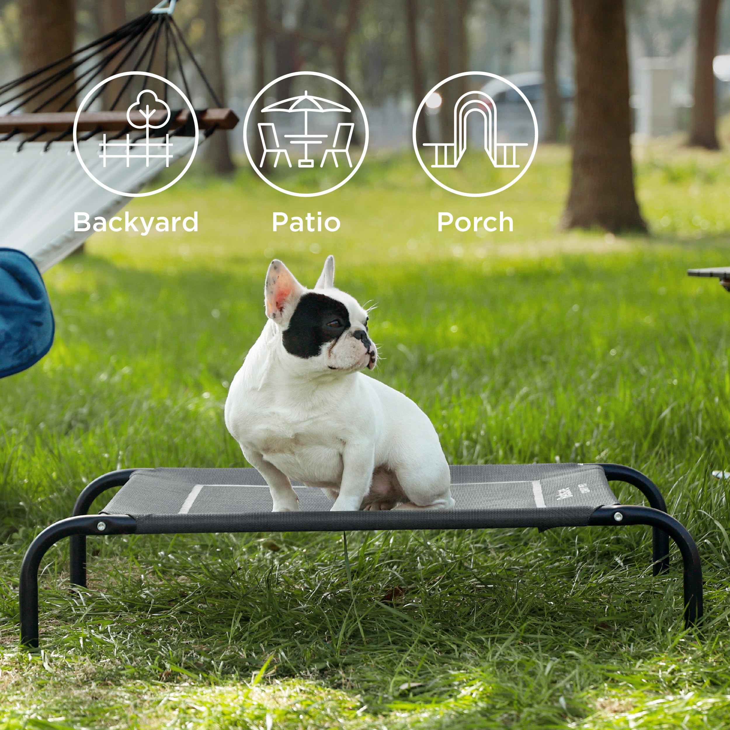 Bedsure Medium Elevated Cooling Outdoor Dog Bed - Raised Cots For Medium Dogs, Portable Indoor & Outdoor Pet Hammock Bed With Skid-Resistant Feet, Frame With Breathable Mesh, Grey, 43 Inches