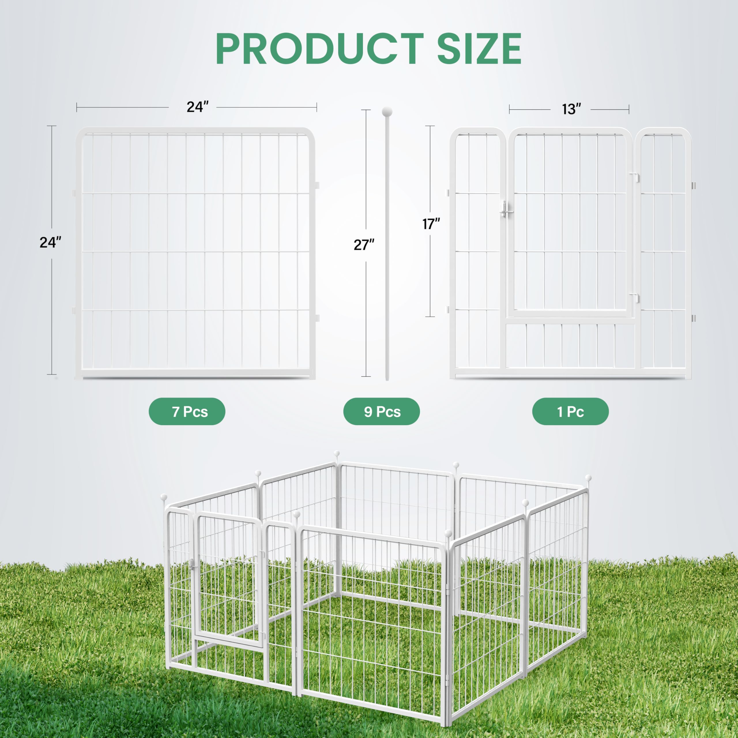 Infinipower Dog Playpen For Camping, Yard, Rv, 24 Inch 8 Panels Play Pen Indoor, Heavy Duty Indoor Outdoor Exercise Dog Pen For