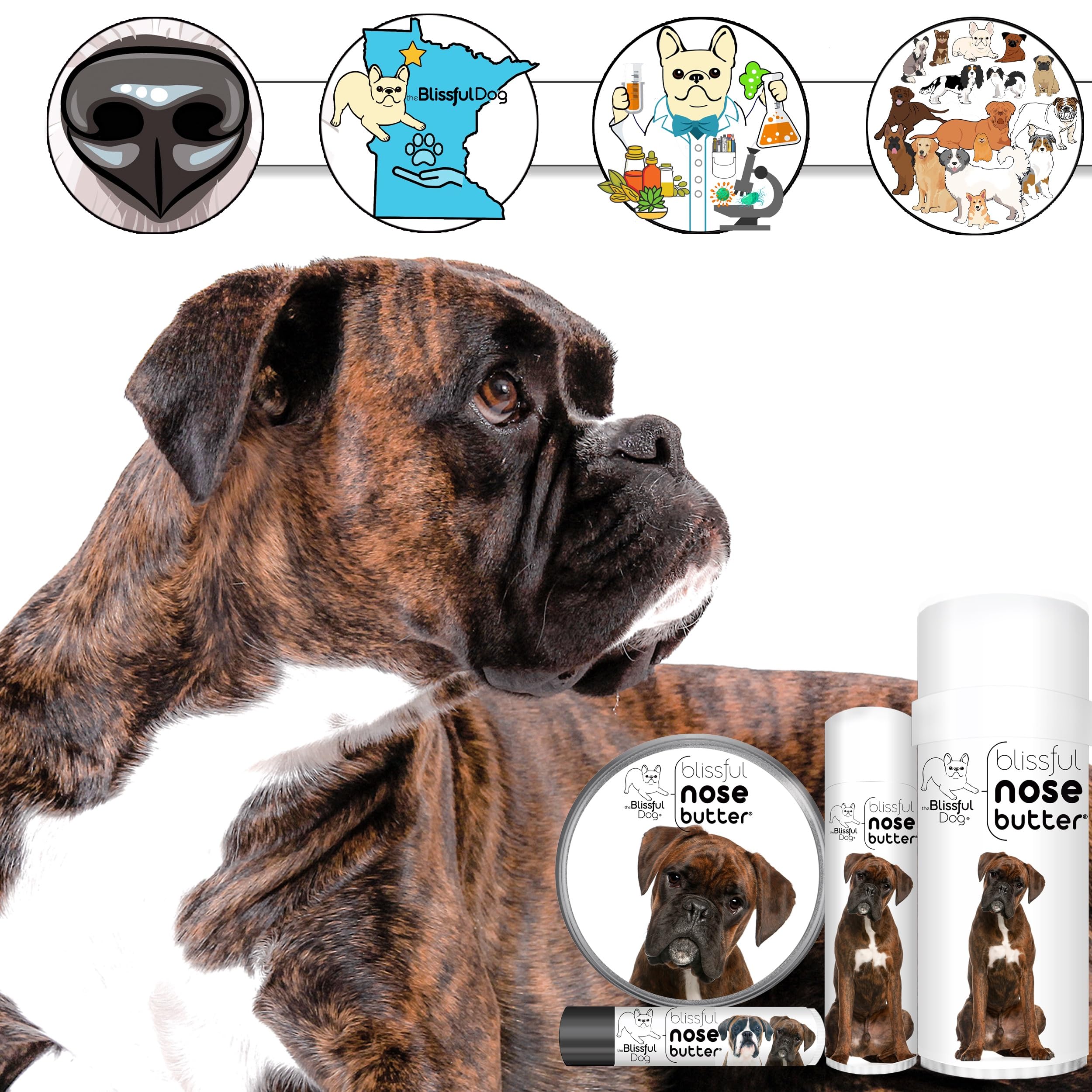 The Blissful Dog Brindle Boxer Nose Butter, Versatile Dog Nose Balm for Dry Nose, Handcrafted Nose Moisturizer, Easy-to-Apply Do