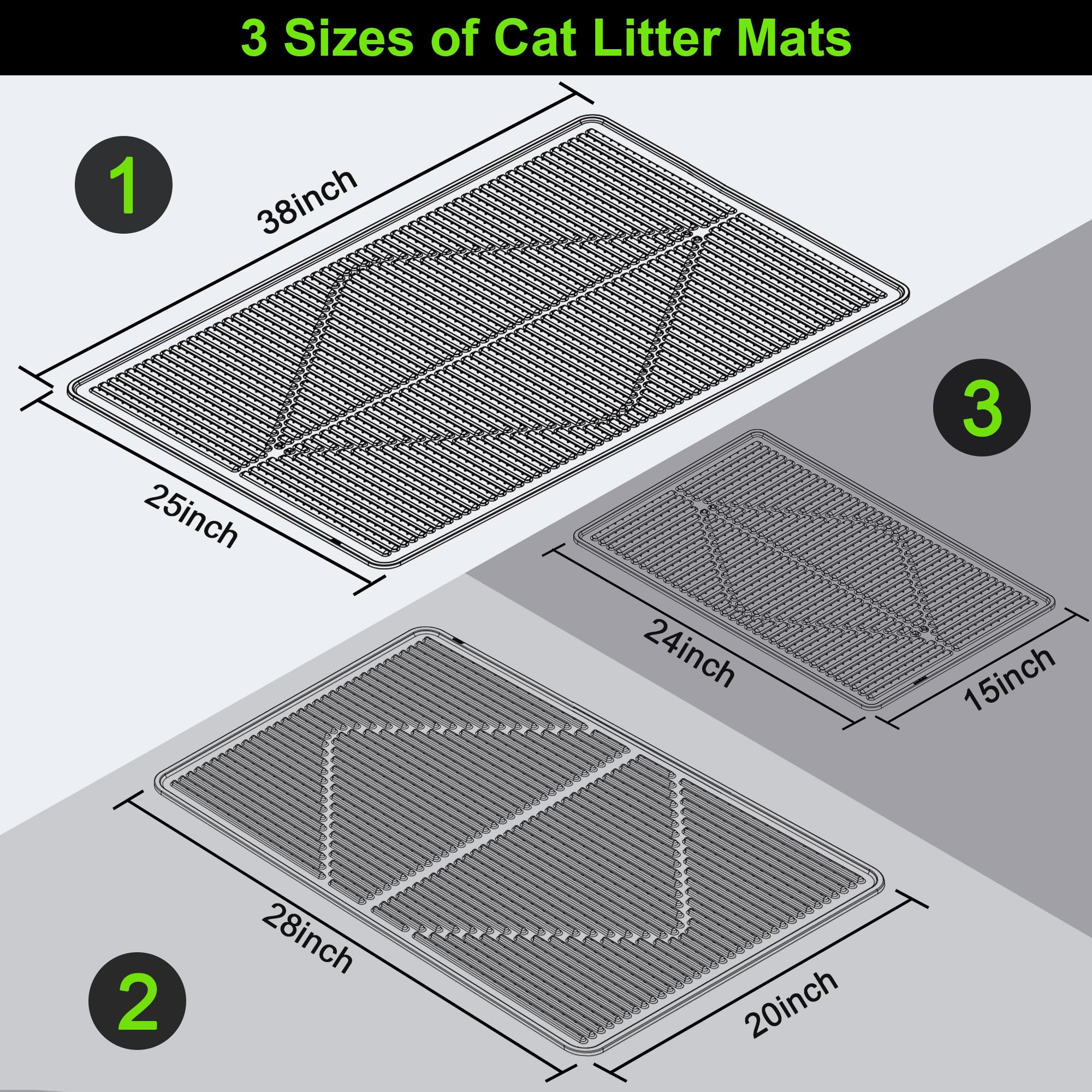 Mofason Rubber Large Cat Litter Mat - Kitty Litter Box Mat - Silicone Litter Trapping Catcher Mat - Cat Supplies & Accessories F