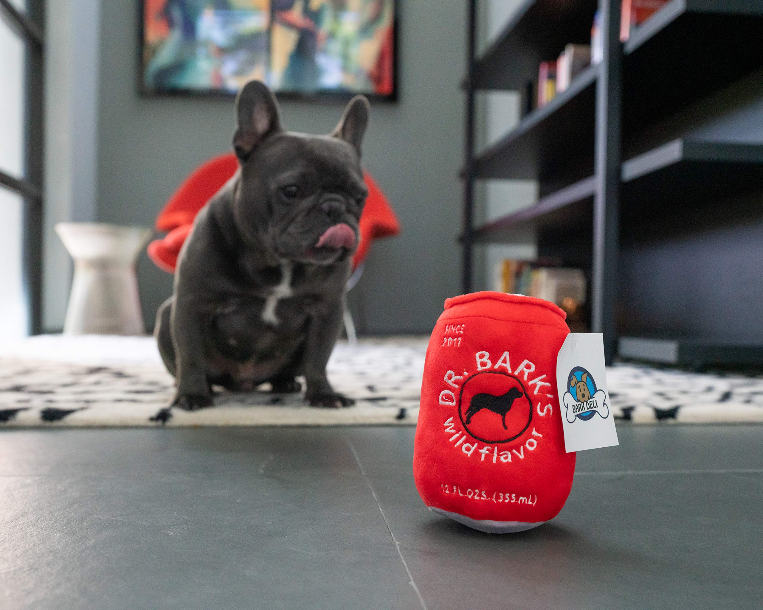 BARK DELI Dr. Barks Soda Dog Toy, Great for Small and Medium Dogs Pets, Squeaky Fun