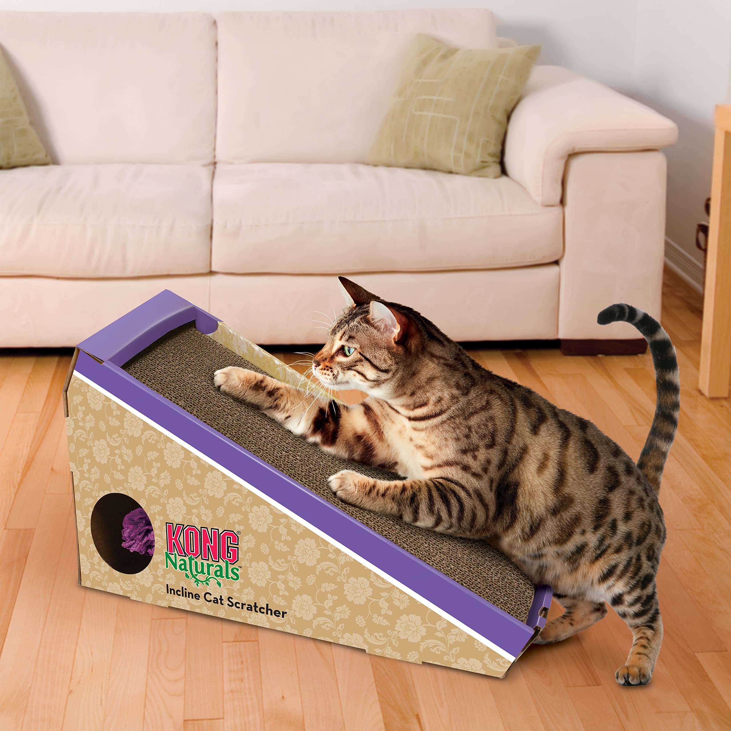 Kong - Naturals Cat Scratcher, Single - Reversible Echo Friendly Material, Premium North American Catnip