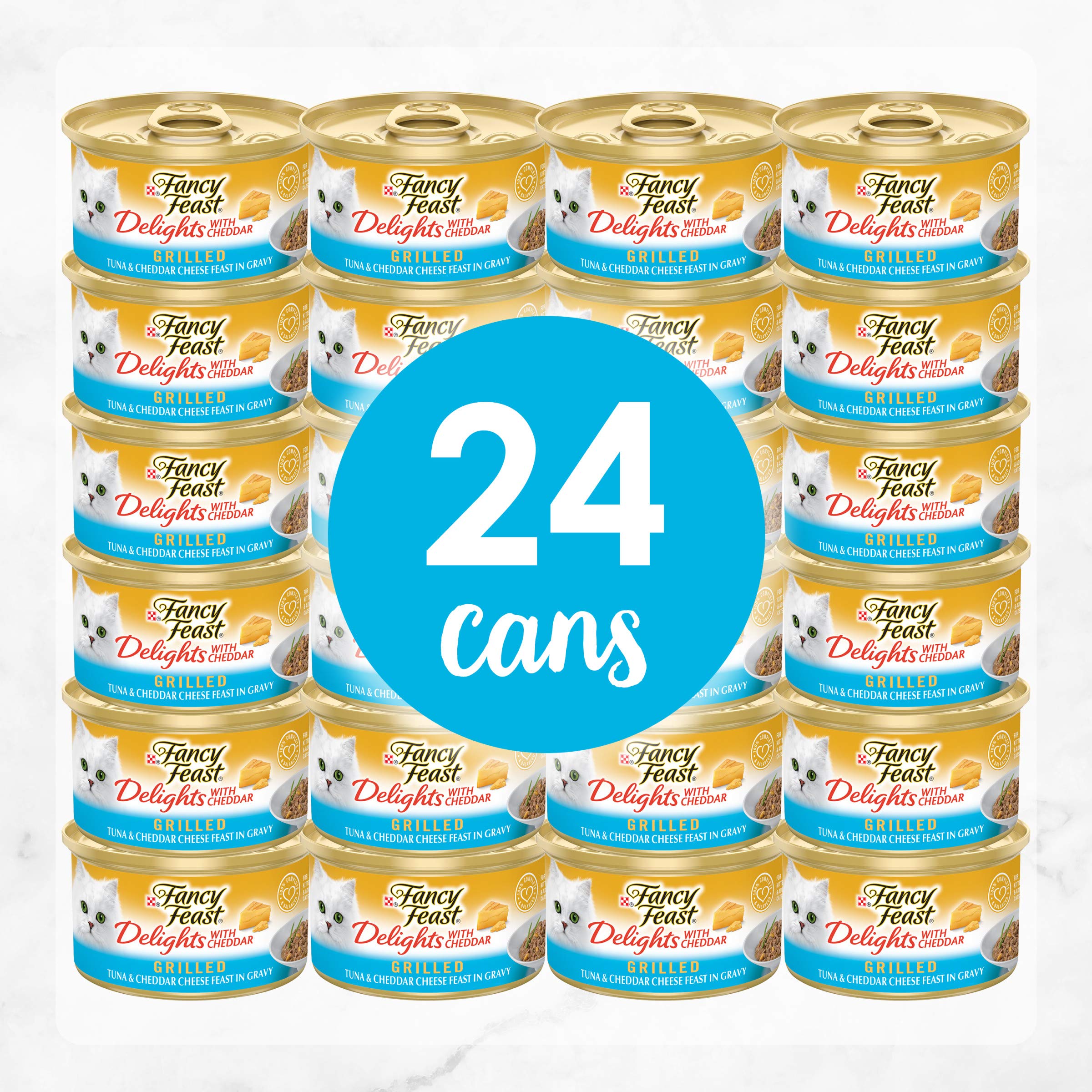 Purina Fancy Feast Delights With Cheddar Grilled Tuna and Cheddar Cheese Feast in Wet Cat Food Gravy Cat Food - (Pack of 24) 3 o