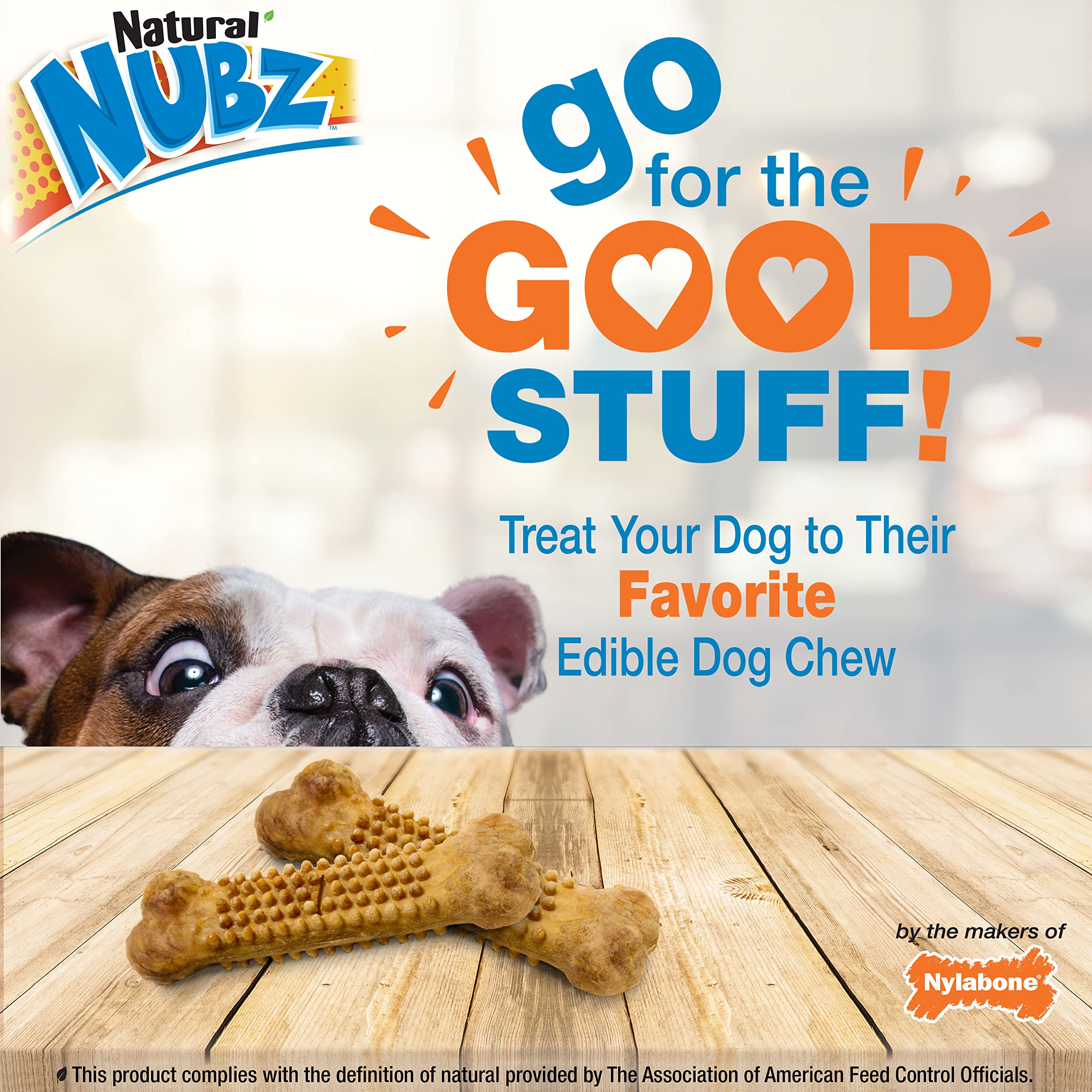 Nylabone Nubz Natural Edible Chew Treats for Dogs, Long Lasting Chews Made in USA, Chicken Flavor, Small - Up to 25 lbs. (32 Cou