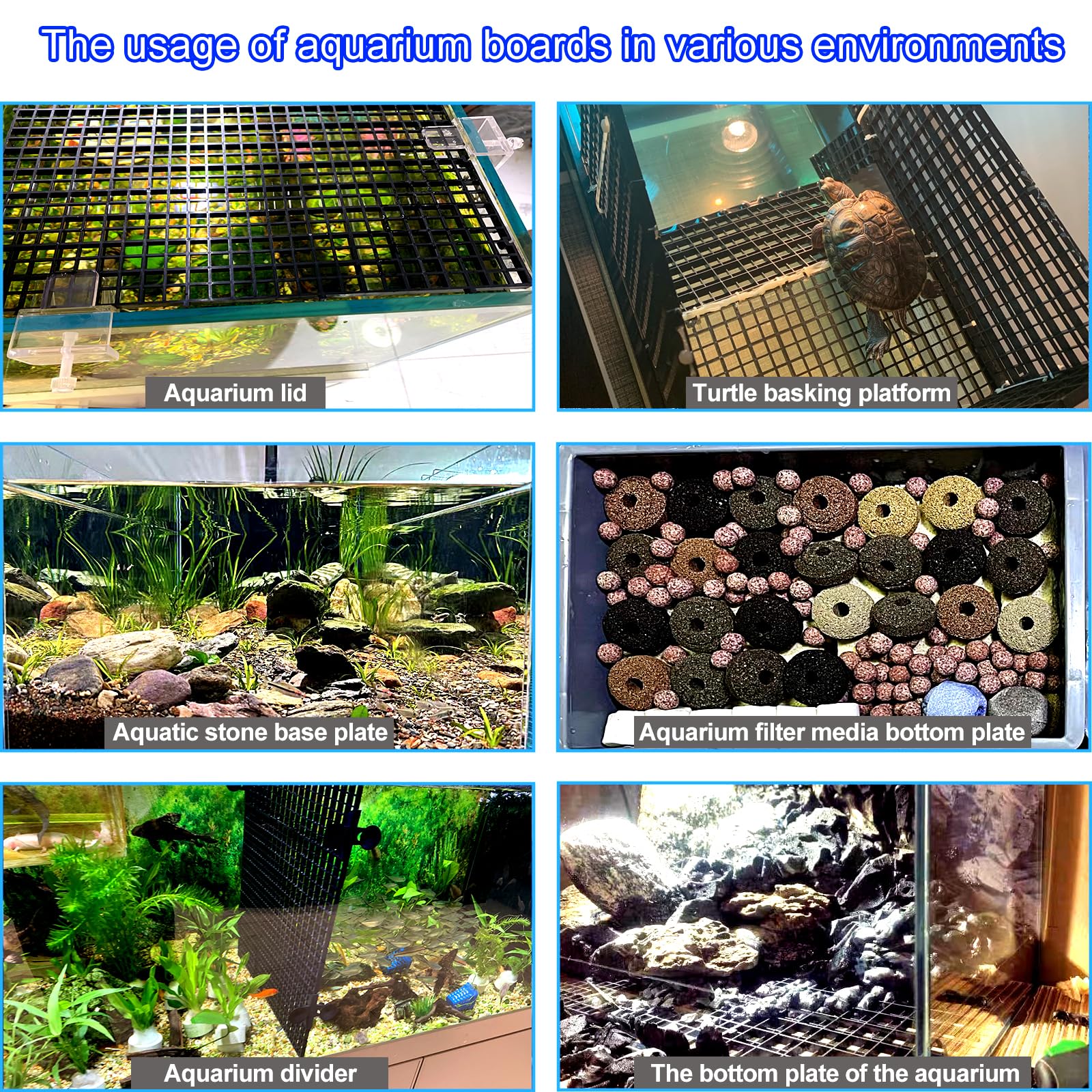 Weramics Plastic Egg Crate Fish Tank Divider Aquarium Filter Bottom Plastic Grid Fish Tank Isolation Board Black Egg Crate Tray(