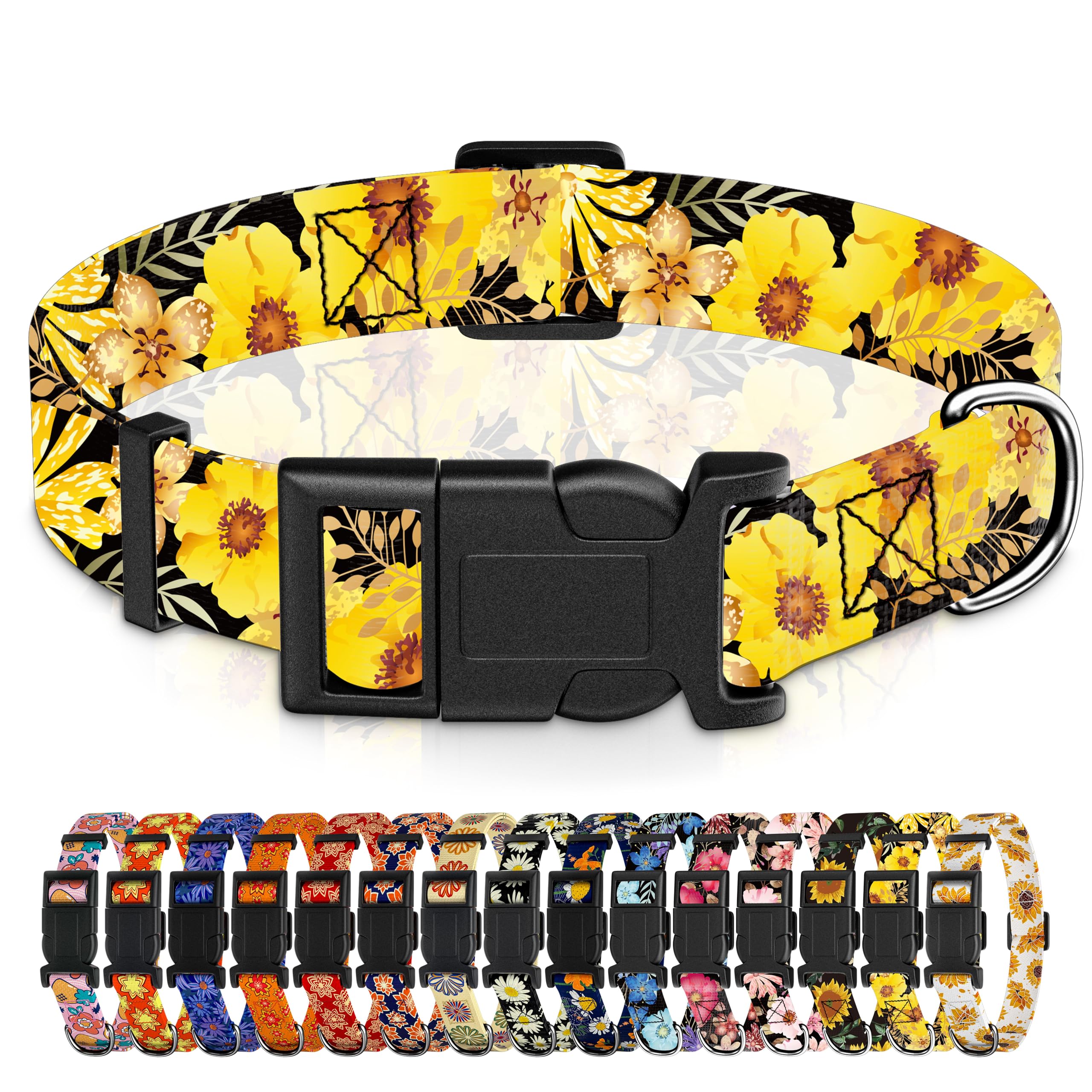 Seyezo Dog Collar For Boys Girls, Puppy Collar For Small Medium Large Dogs, Adjustable Soft Patterned Pet Collar With Safety Buc