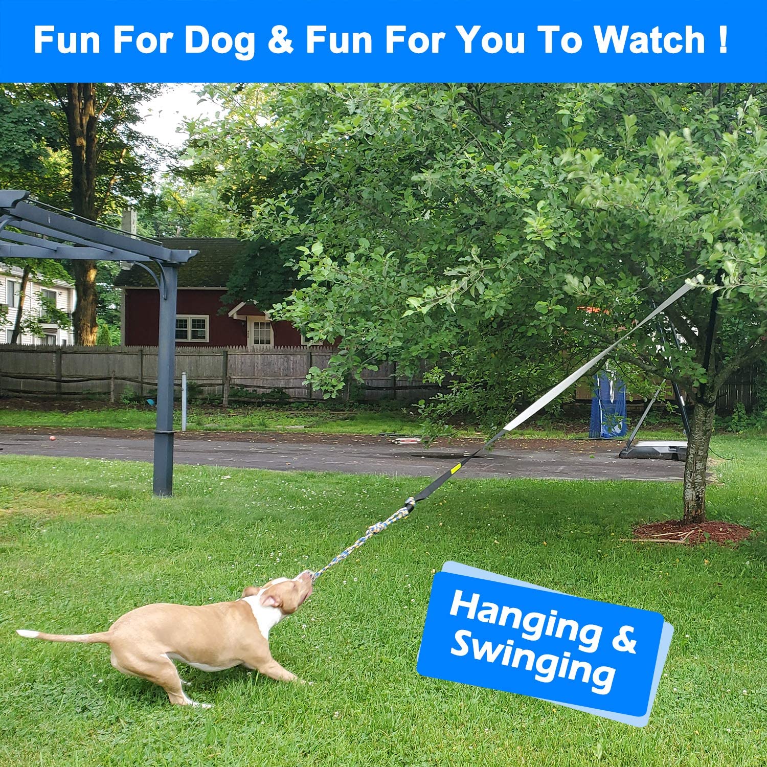LOOBANI Outdoor Bungee Tug Toy, Dog Toy Hanging from Tree for Small to Large Dogs, Interactive Exercise Play Cord & Tether with