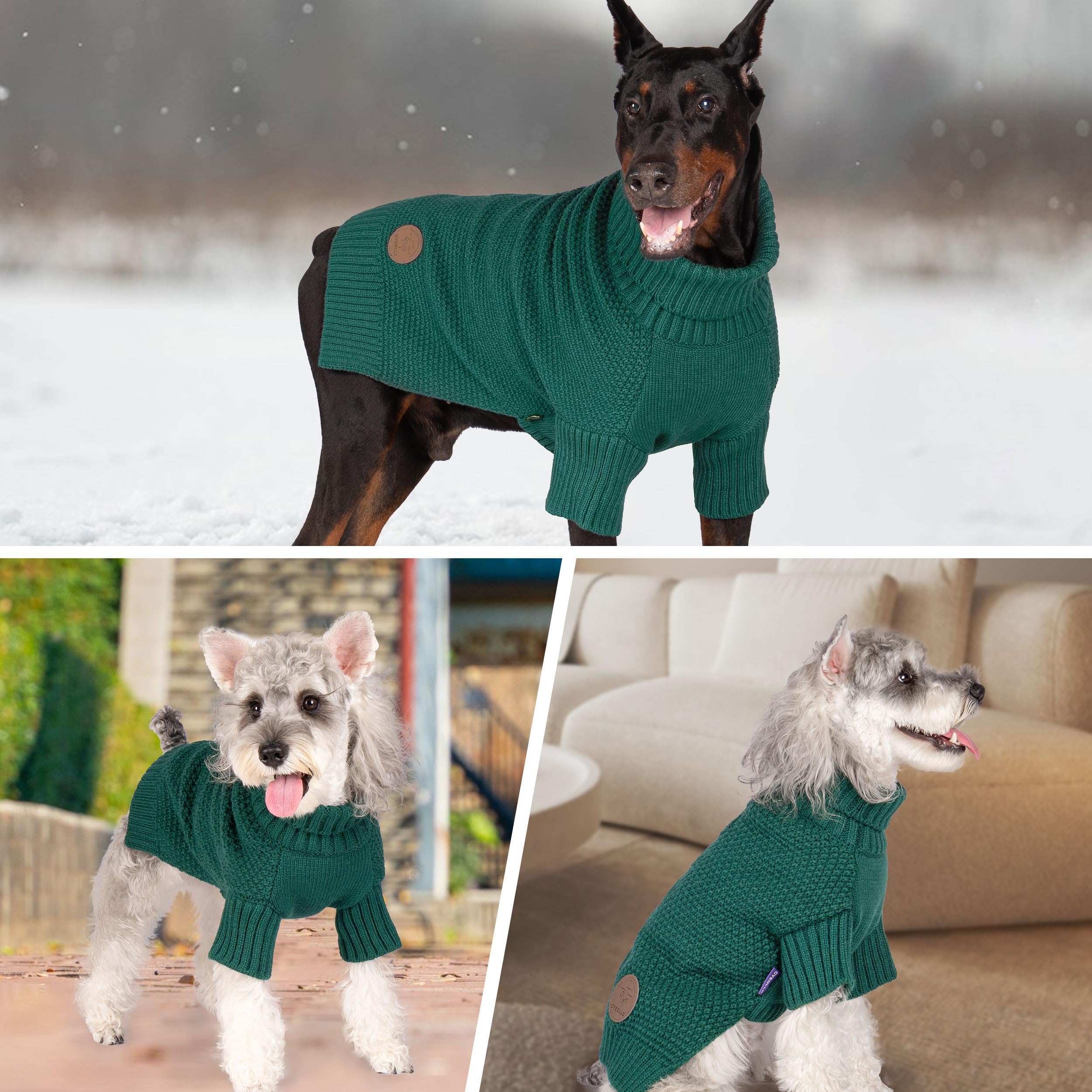 cyeollo Dog Sweater Pullover Turtleneck for Dogs, Classic Knitwear Fall Winter Cold Weather Dog Clothes Warm Pet Apparel Small M
