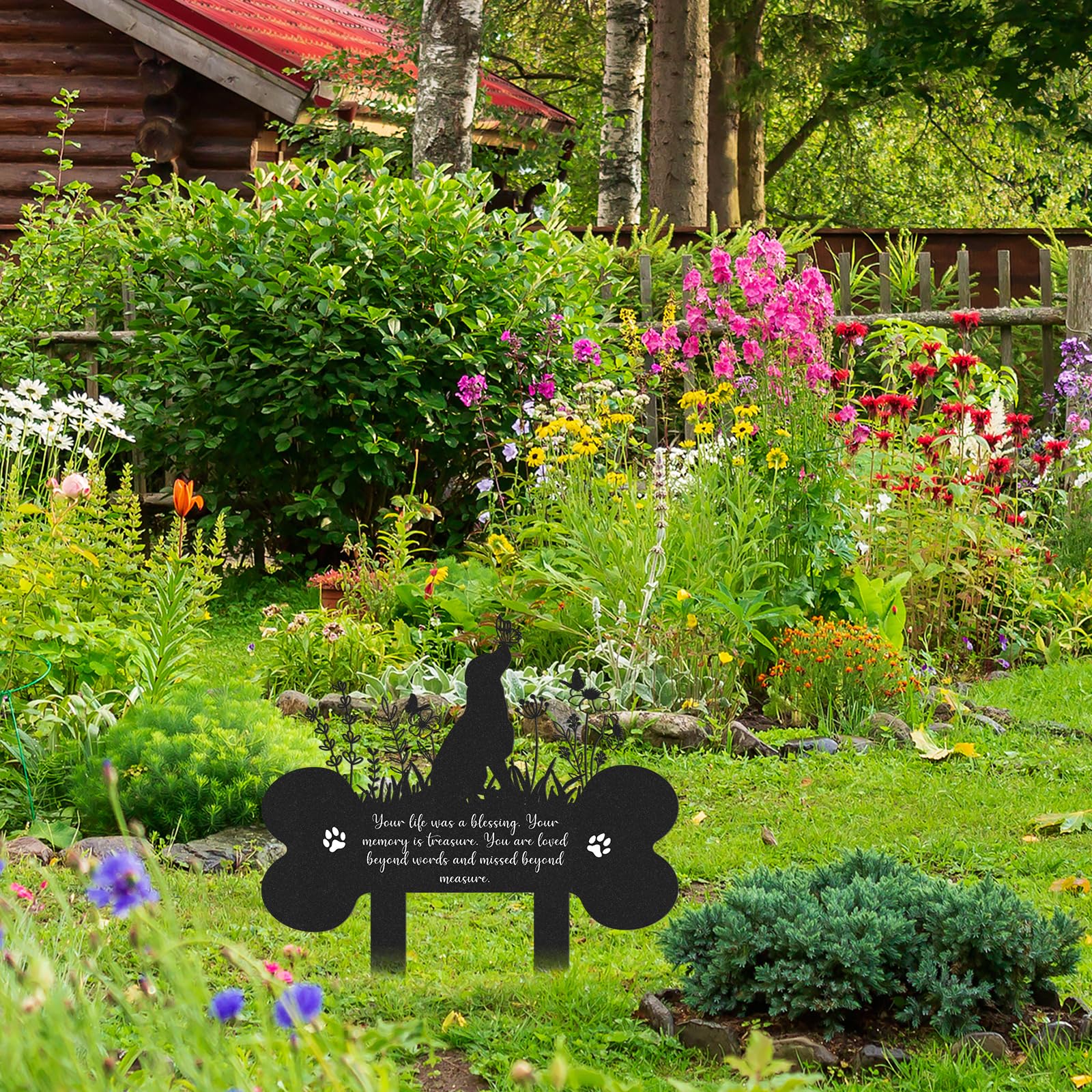 Rngmsi Pet Grave Markers Dog, Metal Dog Memorial Garden Markers Decorations For Cemetery, Pets Waterproof Grave Stakes Plaque Pe