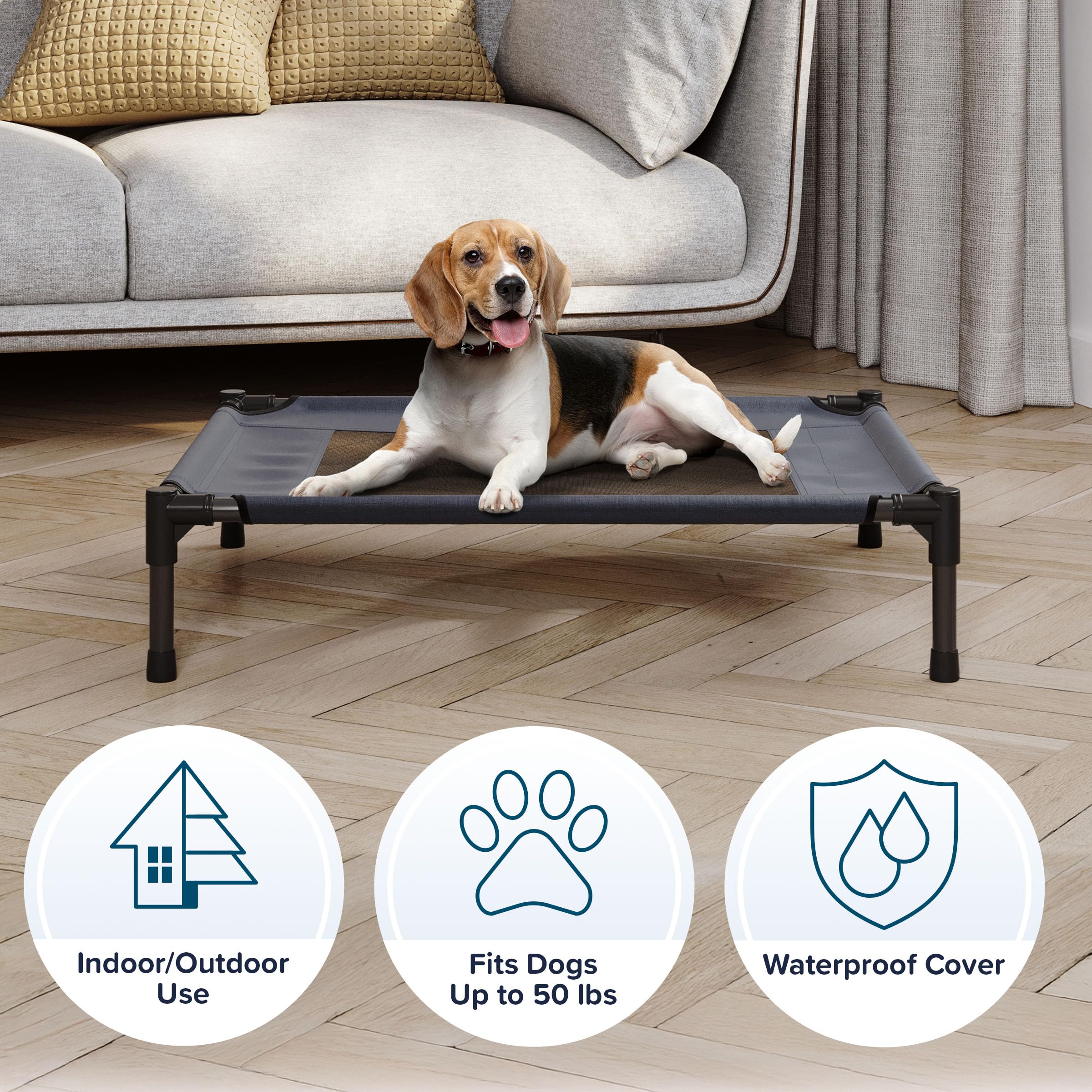 PETMAKER Elevated Dog Bed Cover, 30x24-Inch, Blue, Mesh Panel, Indoor/Outdoor Use, Replacement for Dog Cot, Model 80-PET6084COV