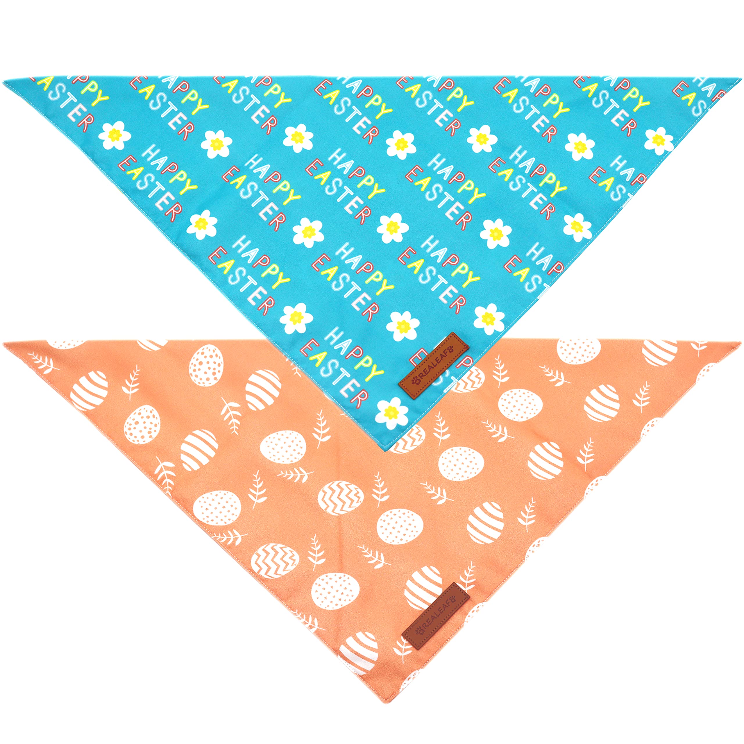 Realeaf Happy Easter Dog Bandanas 2 Pack, Reversible Pet Scarf For Boy And Girl, Premium Durable Fabric, Holiday Bandana For Small Medium Large And Extra Large Dogs (Large)