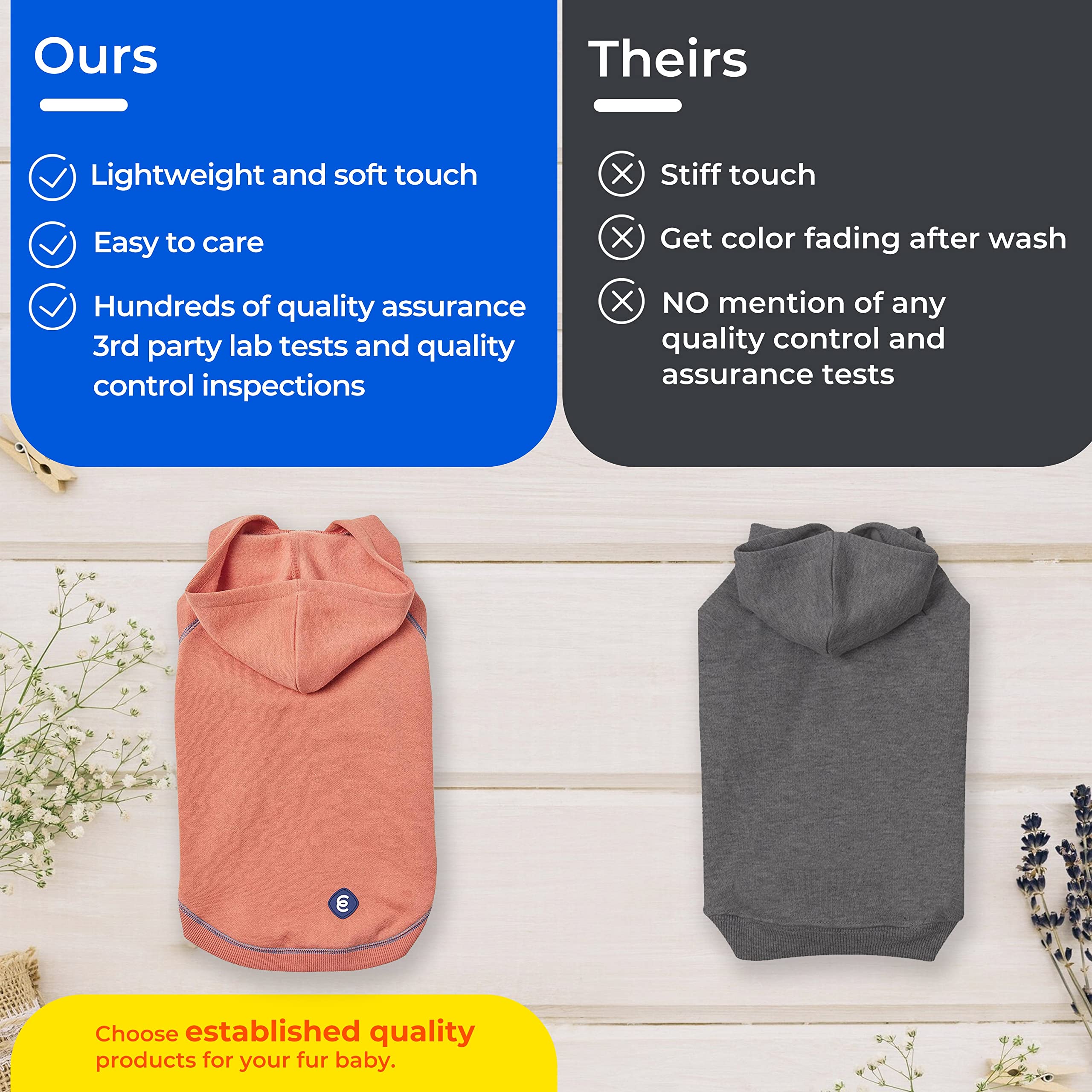 Blueberry Pet Essentials Soft & Comfy Better Basic Cotton Blend Dog Hoodie Sweatshirt in Charcoal Grey, Back Length 18'', Pack o