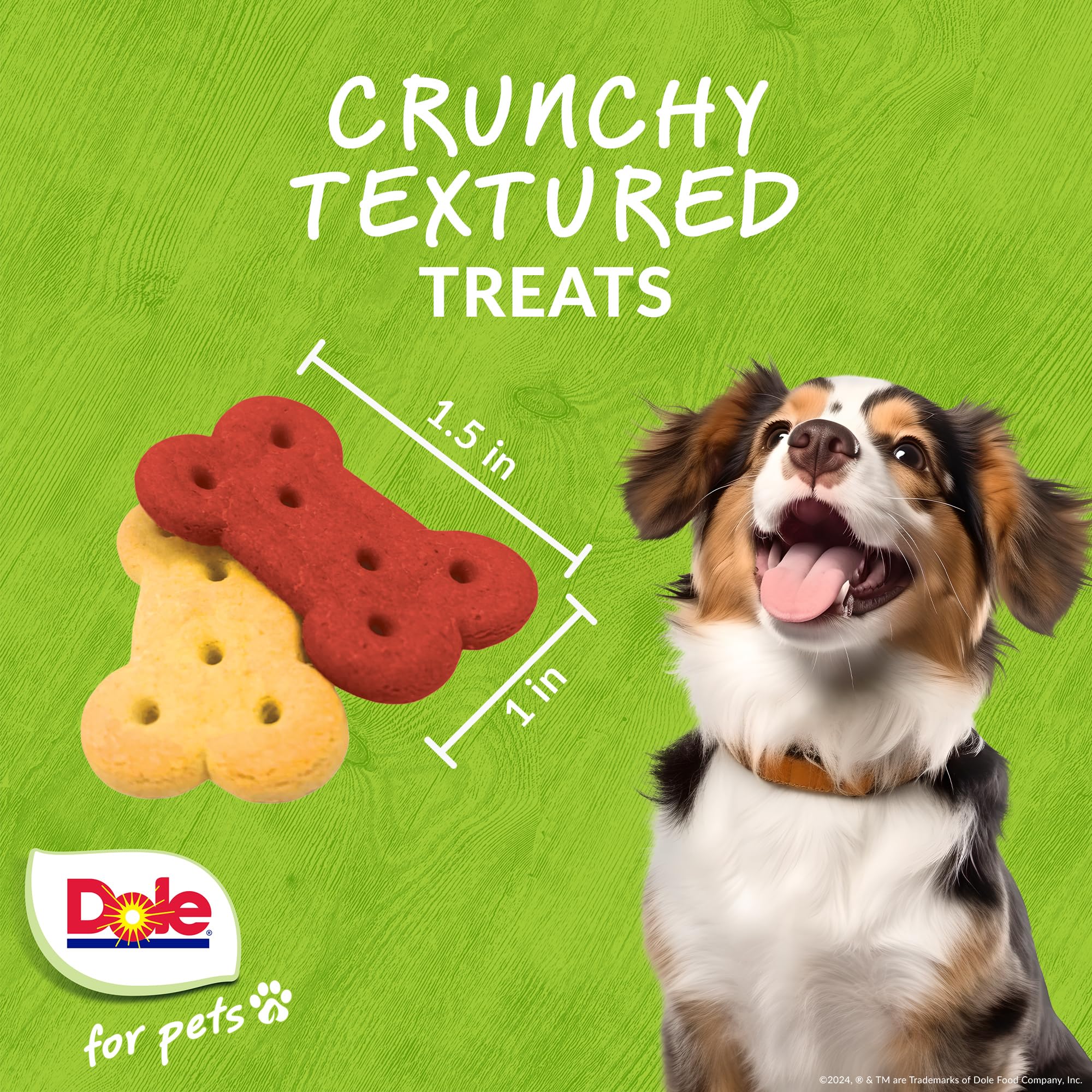 Dole Freshly Fetched Dog Biscuits, Apple & Carrot, 7oz - No Wheat, Corn, Soy, or Artificial Ingredients