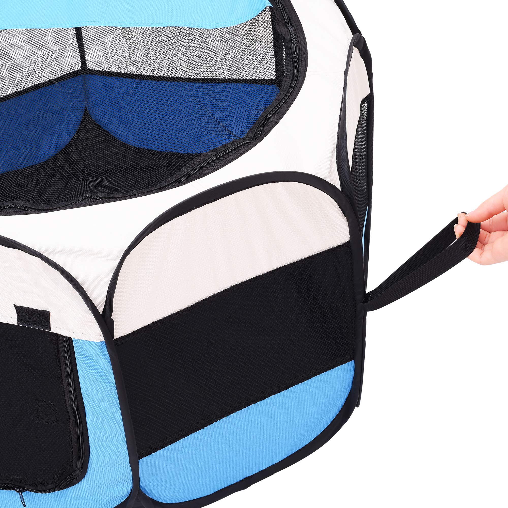 Mile High Life | Foldable Dog Playpen | Portable Dog Crate W Removable Shade Cover | Dog Kennel Indoor/Outdoor W Carry Case | Pen Tent For Dog/Cat/Rabbit(Blue, Small (29'X29'X17'))