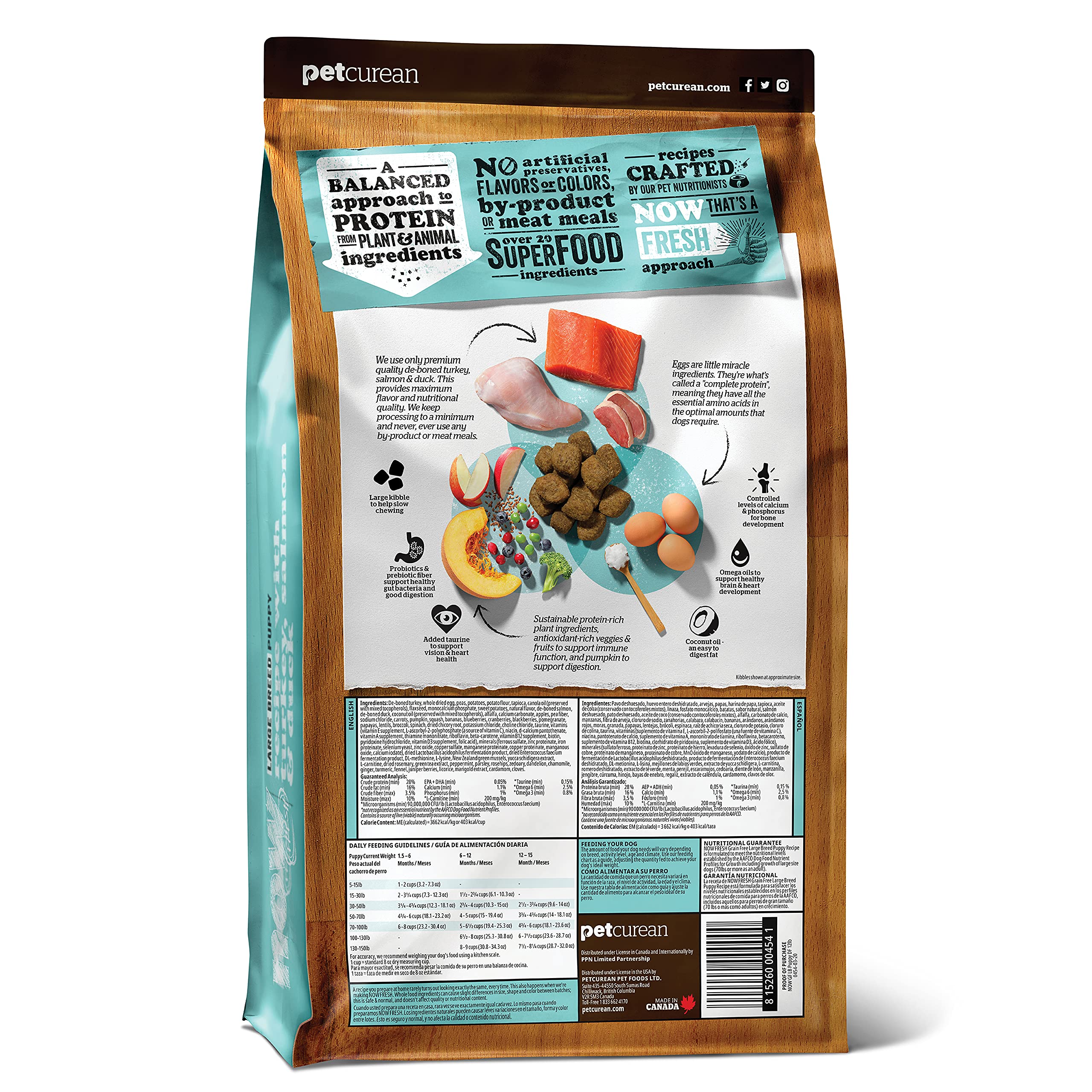 Now Fresh Grain-Free, Dry Dog Food, Real Meat and Fish, Turkey, Salmon and Duck Large Breed Puppy Recipe, 12 lb Bag