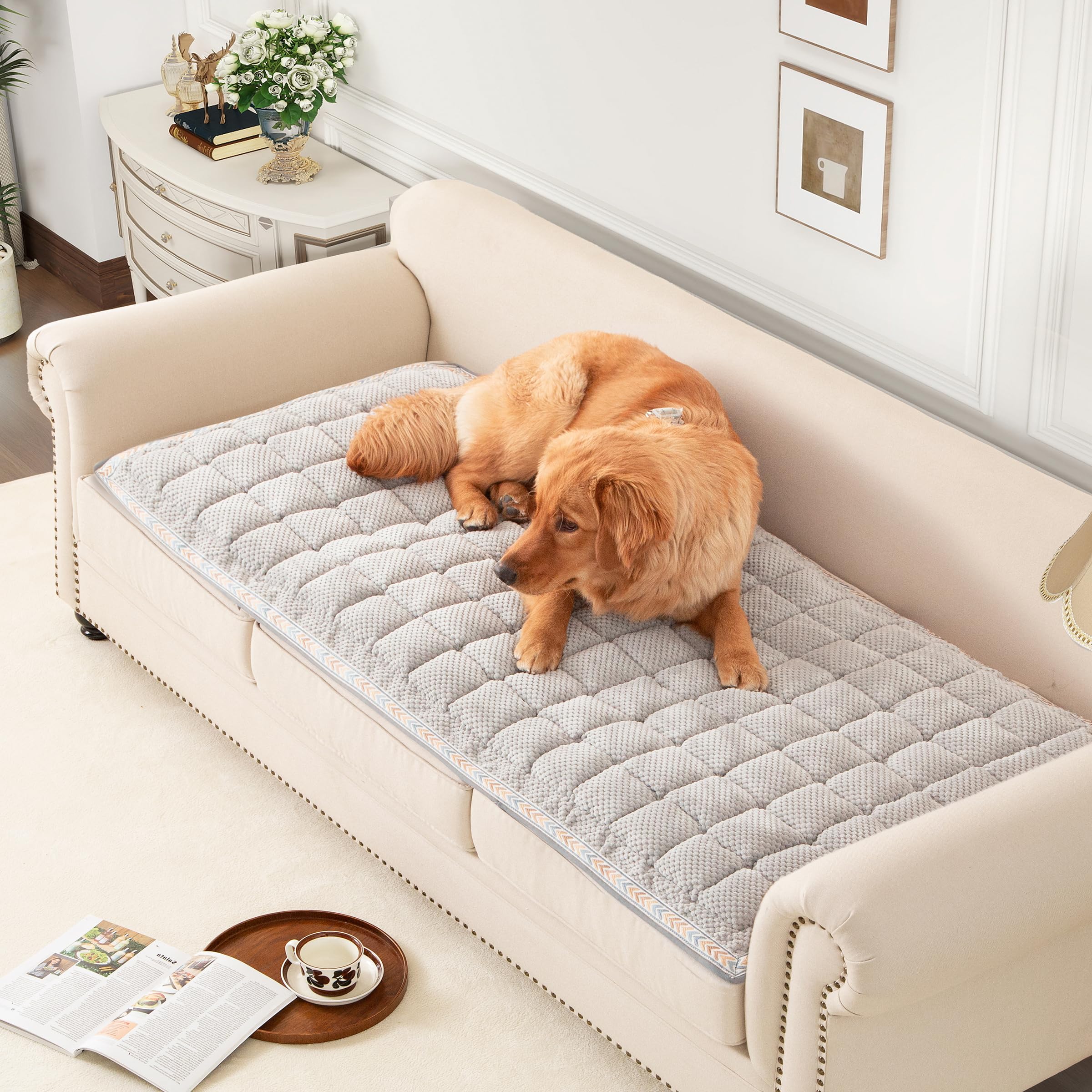 Nestlymoly Couch Cover For Dogs Washable, Sofa Covers For 3 Cushion Couch Sofa Pet Friendly, Plush Couch Bed Furniture Protector