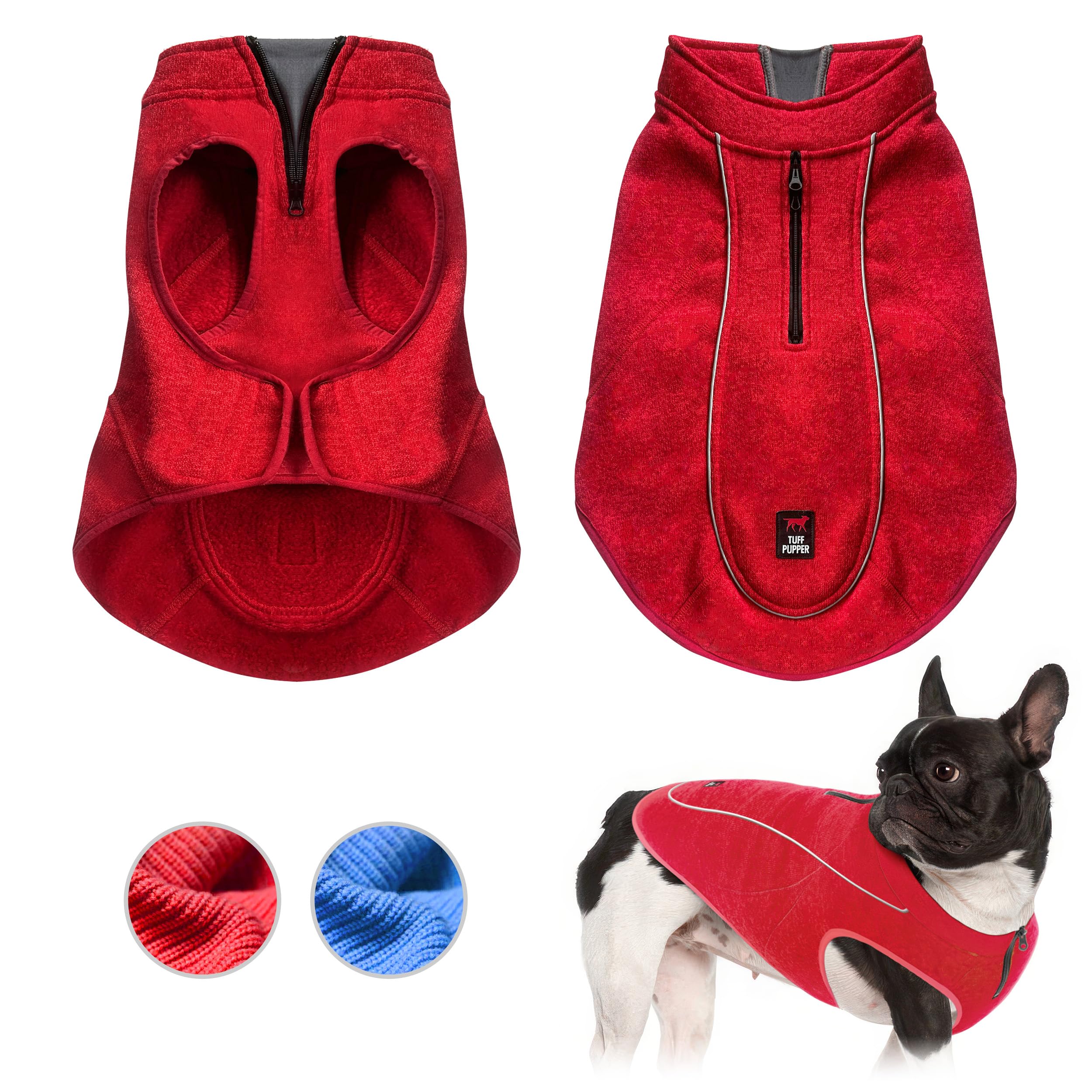 Insulated Fleece Sweater For Dogs | Lightweight Warm Dog Vest | Zipper Port For Harness | Cold Weather Winter Jacket | Rain Snow