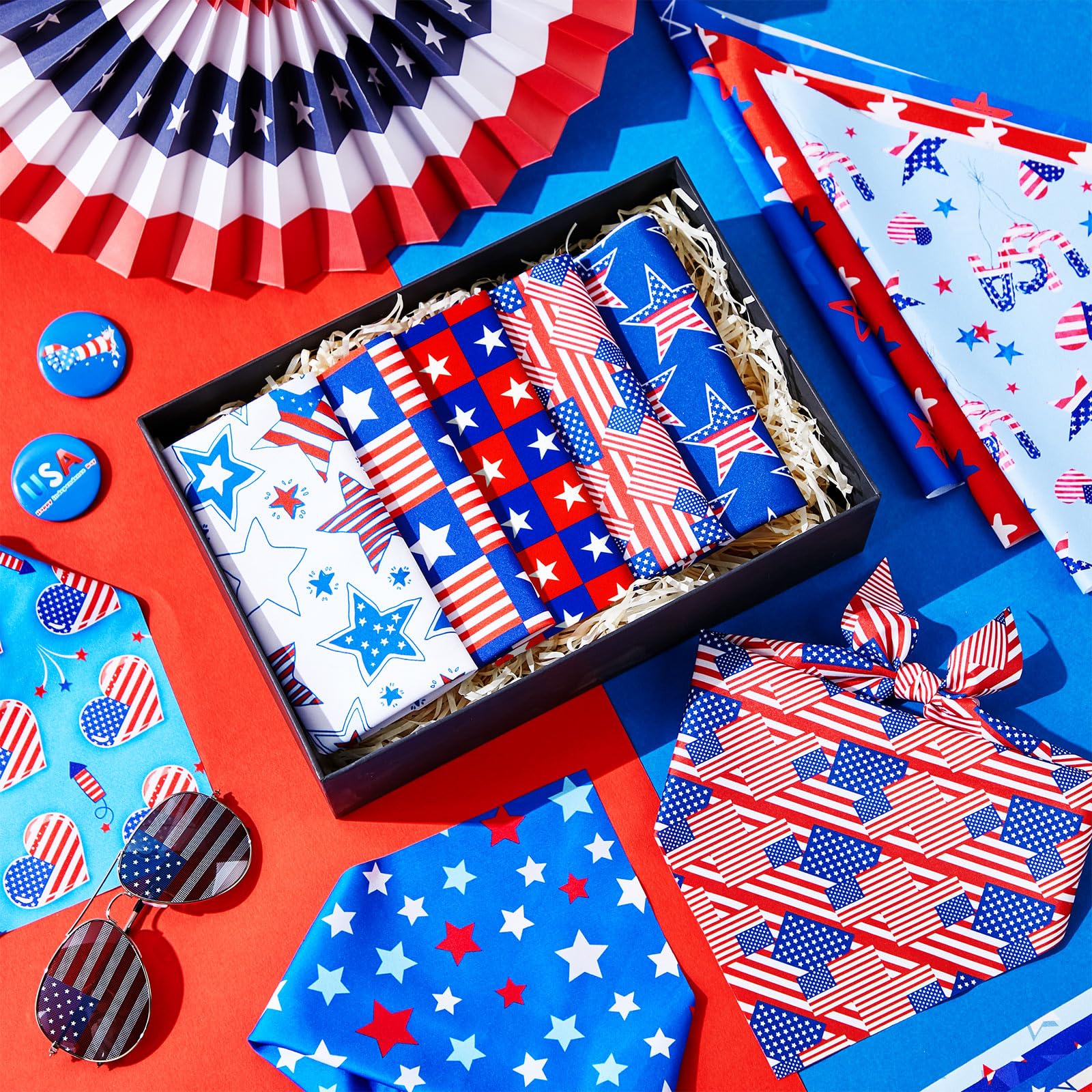 Preboun 50 Pieces Patriotic Dog Bandanas Bulk Star Bandanas For Dog Pet Kerchief Set Triangle Scarf For Memorial Day Puppy Small