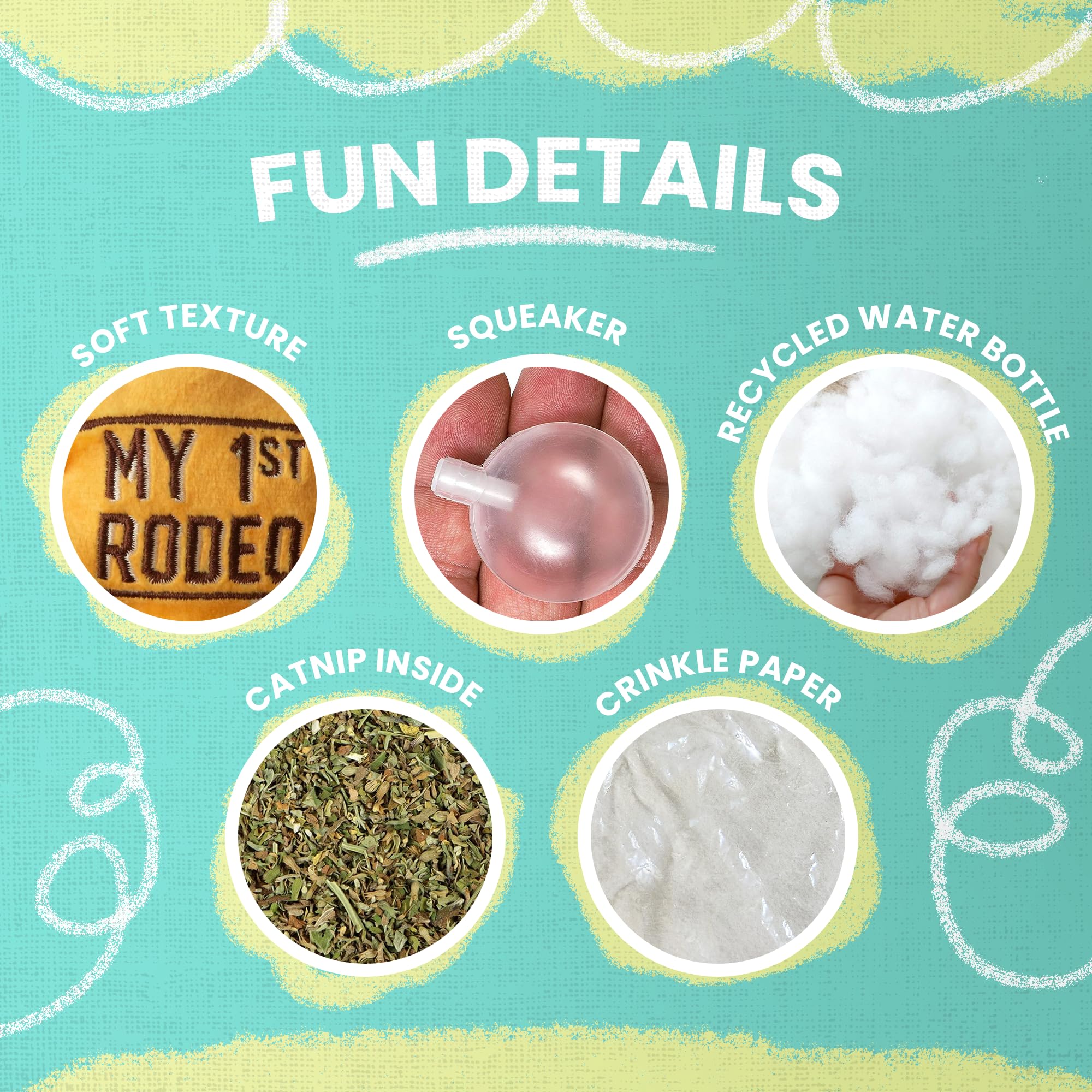 Snug Arooz Kitty 1St Rodeo Catnip Toy With Repair Patch - Plush Toy For Cats - Soft, Durable & Catnip-Filled For Batting, Pounci