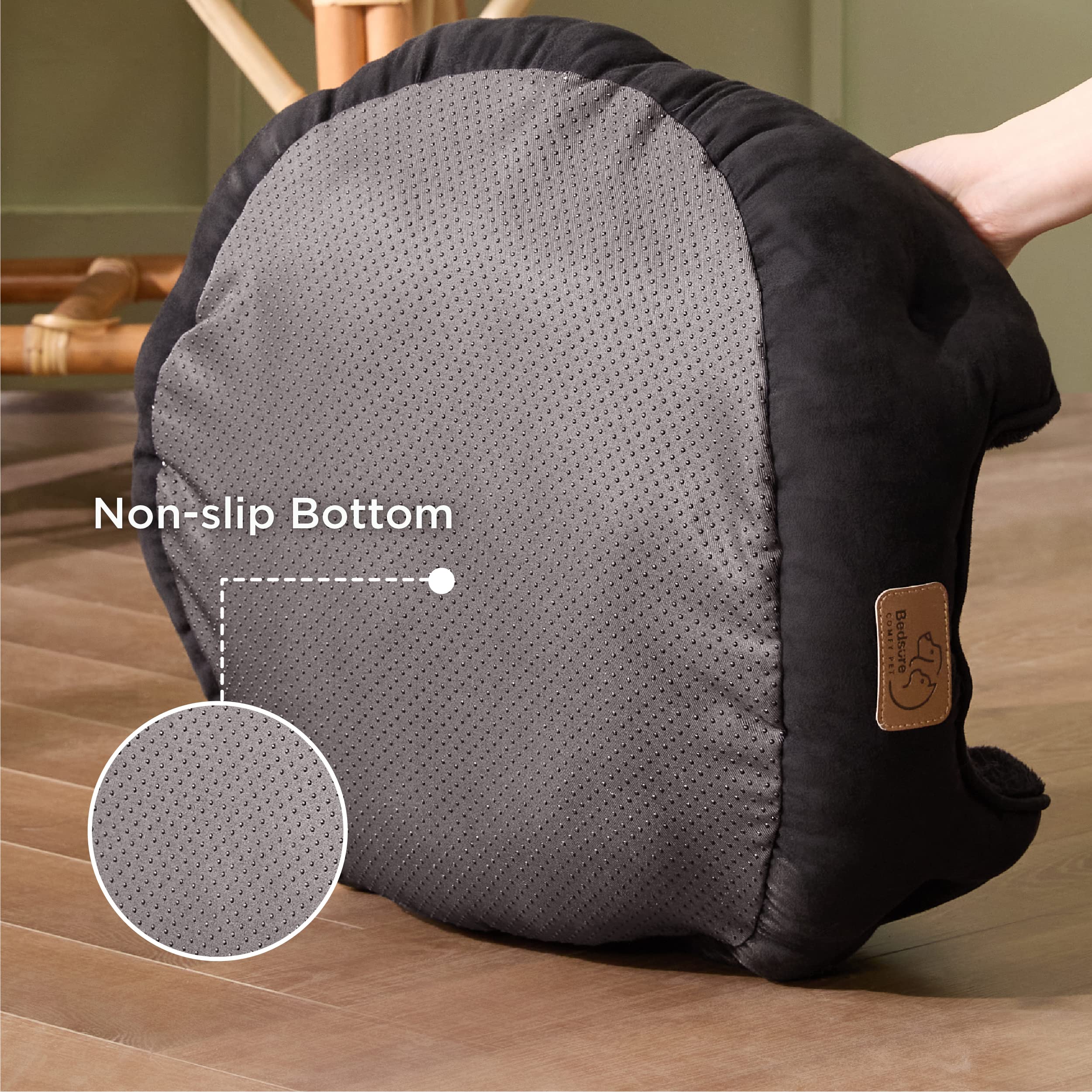 Bedsure Dog Beds For Small Dogs - Round Cat Beds For Indoor Cats, Washable Pet Bed For Puppy And Kitten With Slip-Resistant Bottom, 25 Inches, Black