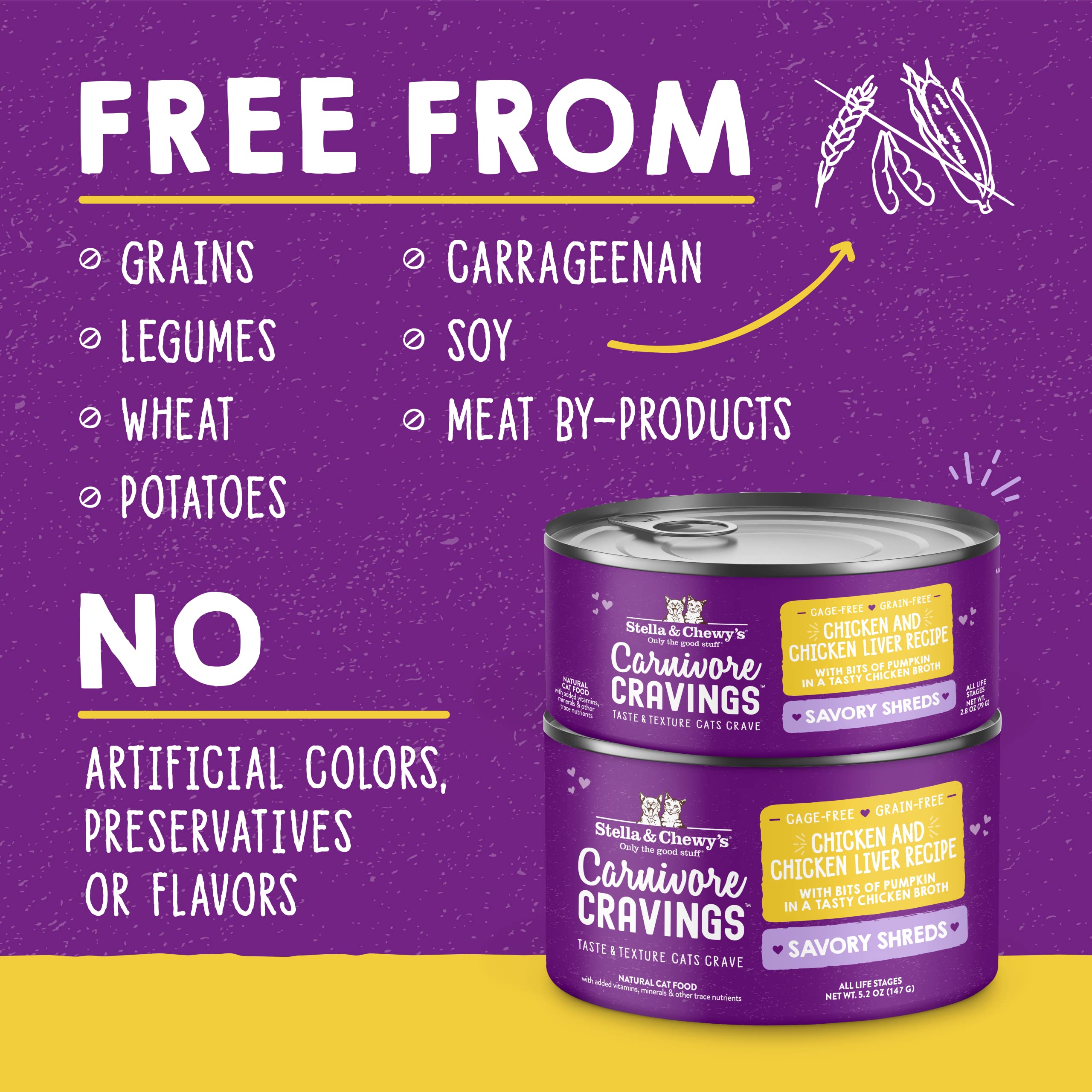 Stella & Chewy s Carnivore Cravings Savory Shreds Cans - Grain Free, Protein Rich Wet Cat Food - Cage-Free Chicken & Chicken Li