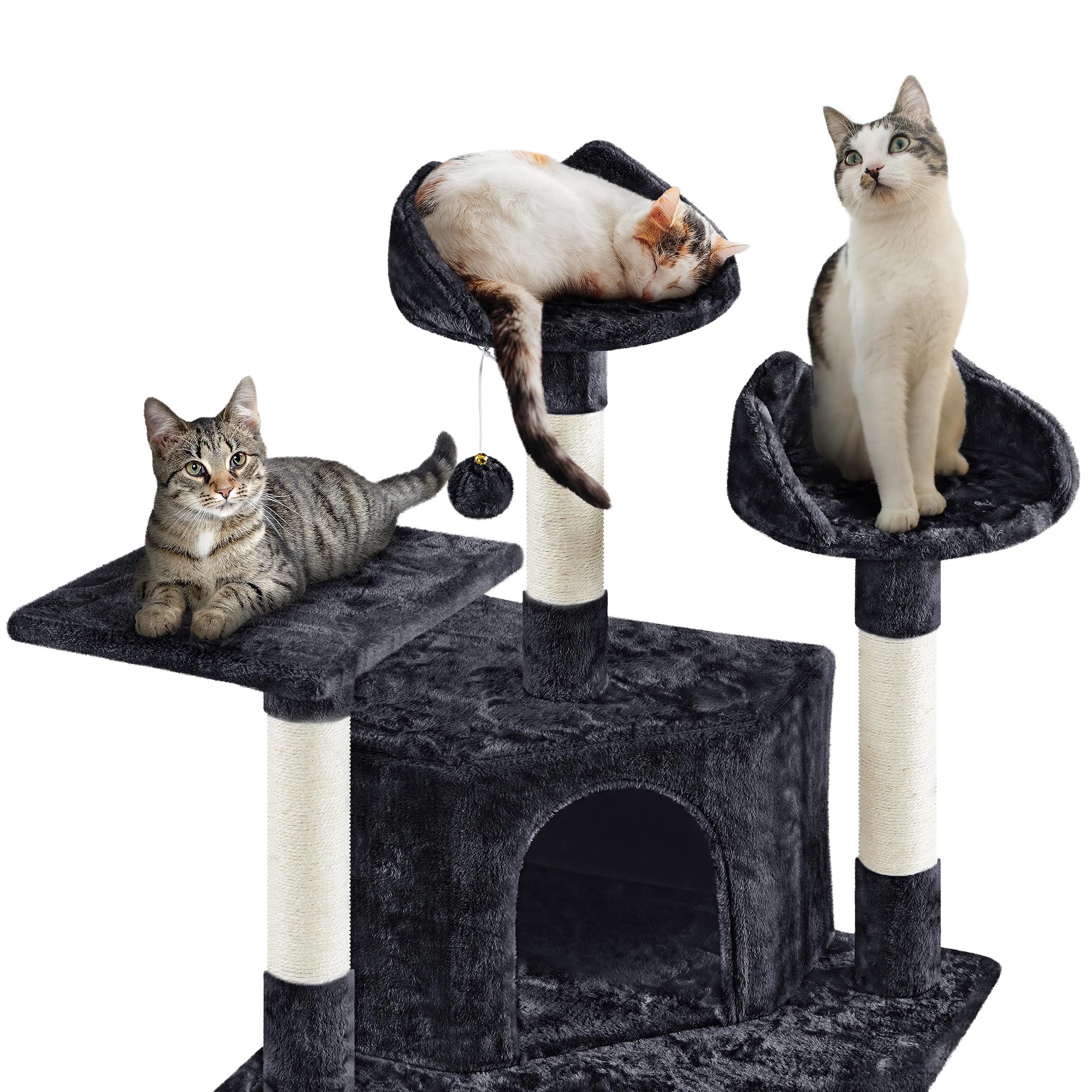 Yaheetech 79 In Cat Tree Tower, Multilevel Cat Trees Plush Covered Cat Tower With 2 Extra Large Condos, Comfy Basket, Sisal Scratching Posts