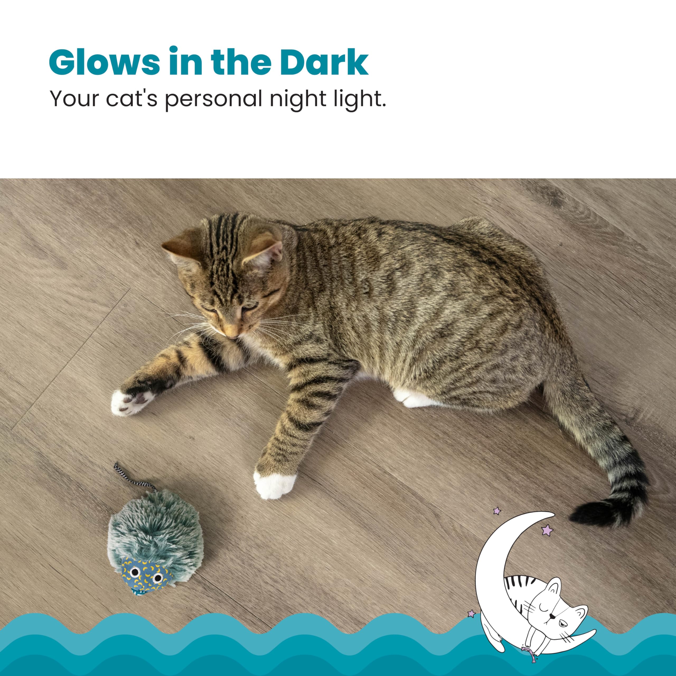 Catstages Nighttime Cuddle Plush Mouse Cat Toy With Catnip, Blue