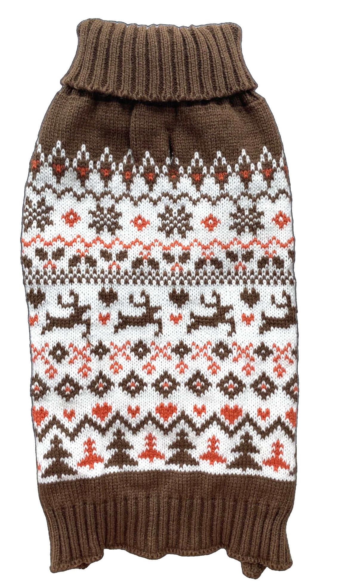 Turtleneck Pet Clothes Christmas Sweater For Dogs, Holly Ugly Knit Reindeer Holiday Dog Sweaters Brown Medium M Size Back Length