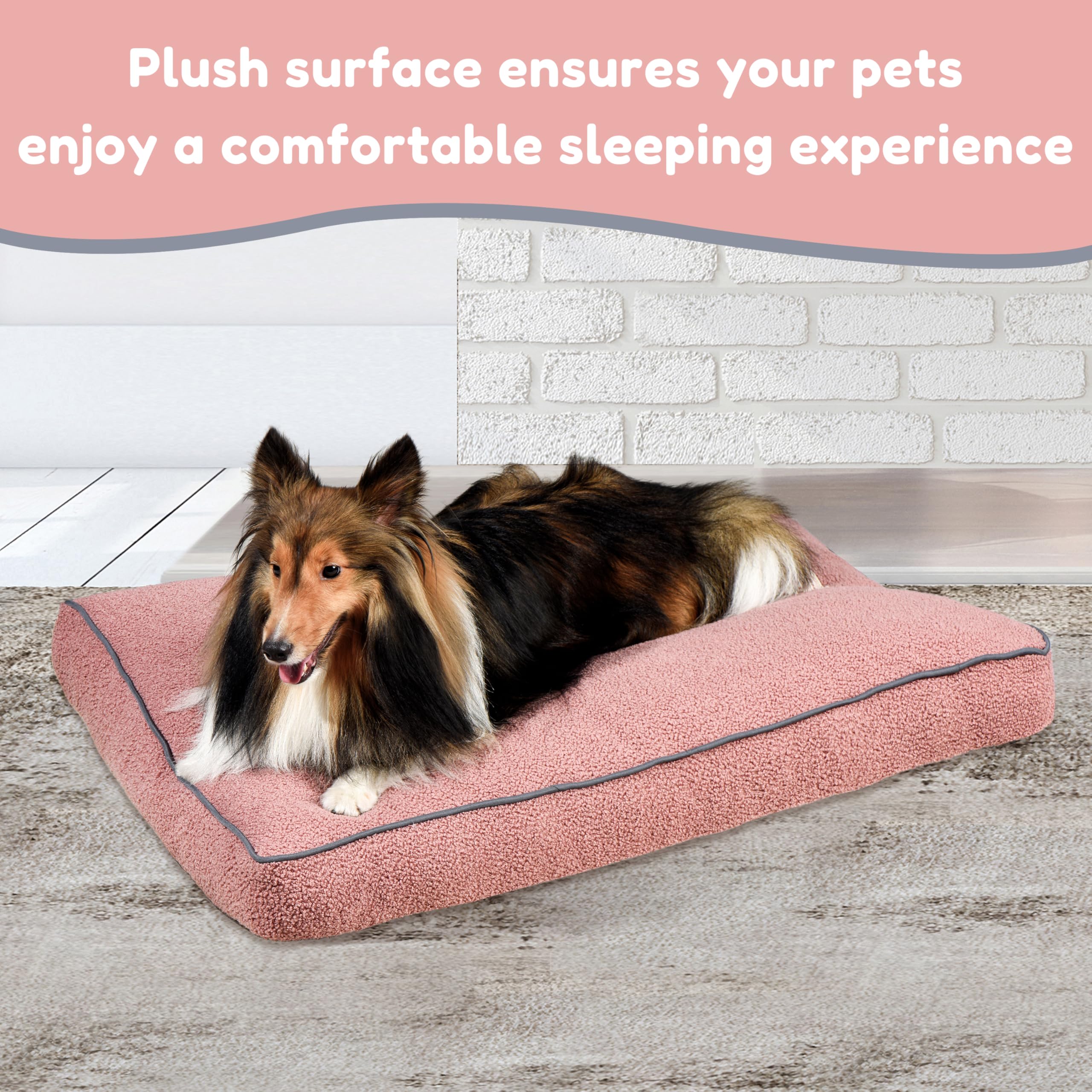 Fluffydream Dog Mat, Dog Bed Washable, Super Soft Pet Bed Mat, Up To 65Lbs, 36'' X 27'', Blush