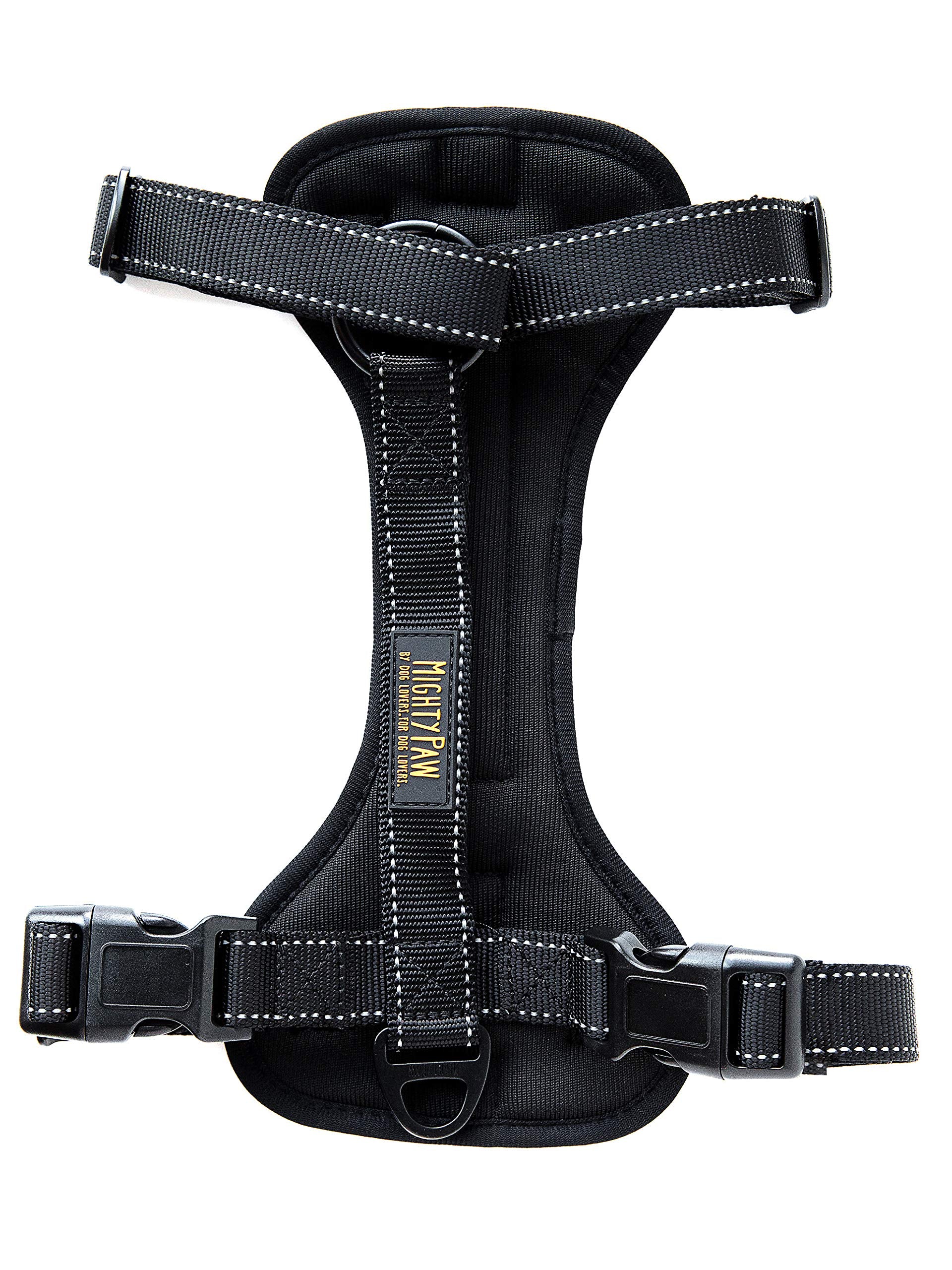 Mighty Paw Dog Car Harness  Vehicle Safety Gear  2 Leash Attachment  Adjustable Straps  Reflective Stitching  Soft Padding 