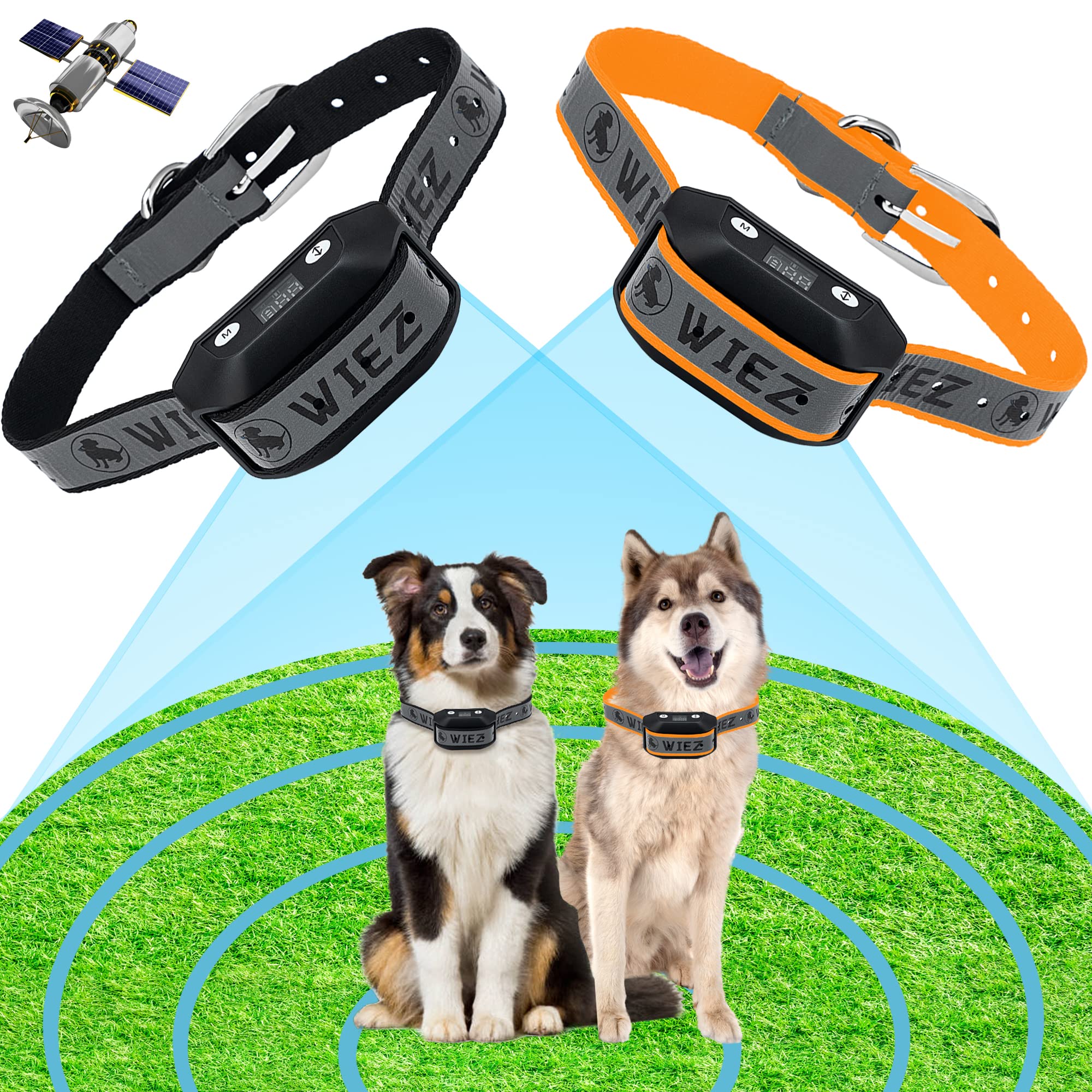 Wiez Gps Wireless Dog Fence, Electric Dog Fence For Outdoor, Range 65-3281Ft, Adjustable Warning Strength, Rechargeable, Pet Con