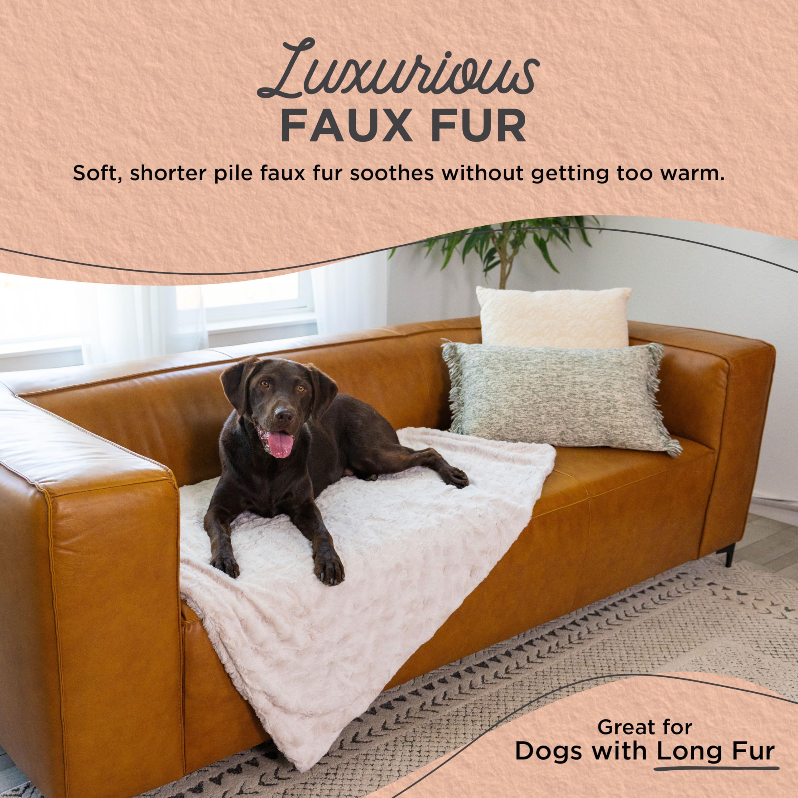 Best Friends by Sheri Calming Lux Dog Blanket, Oyster Cream, 40 x 50