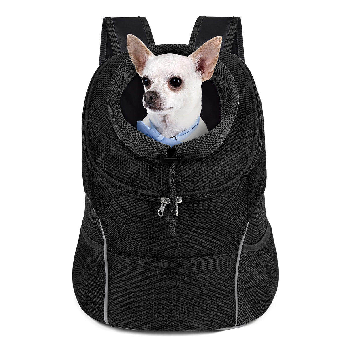 Woyyho Pet Dog Carrier Backpack Puppy Dog Travel Carrier Front Pack Breathable Head-Out Backpack Carrier For Small Dogs Cats Rabbits (L (Up To 14 Lbs), All Black)