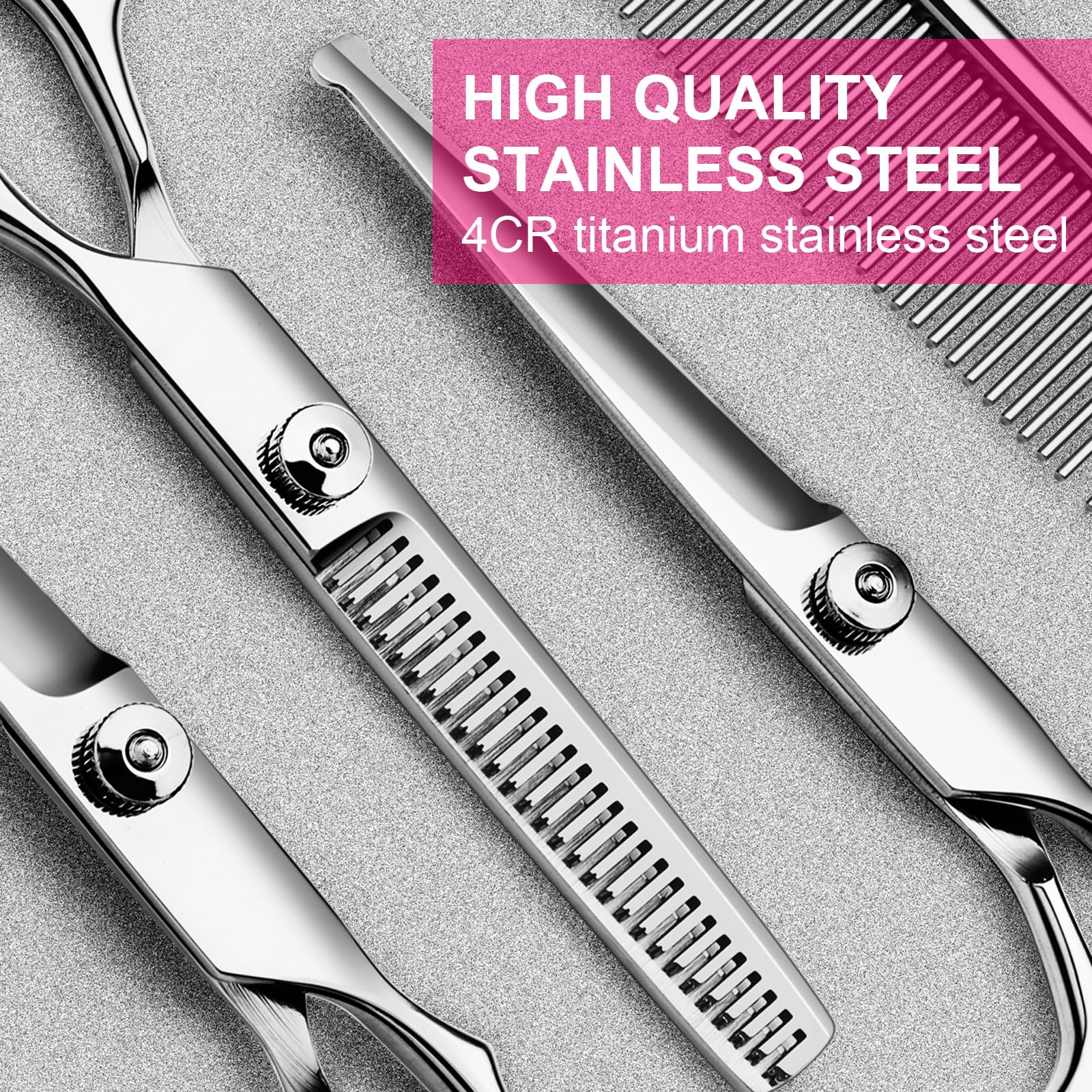 6 In1 Professional Dog Grooming Scissors Kit, Dog Shears For Grooming With Safety Round Tips, Titanium Coated Grooming Scissors