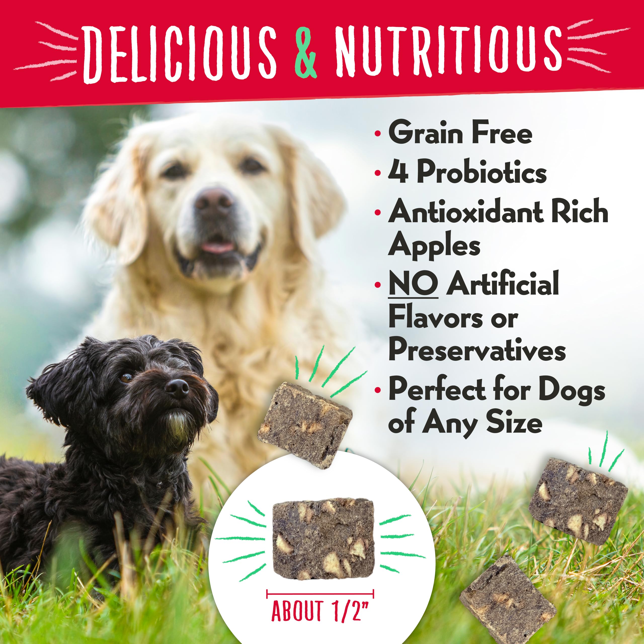 Charlee Bear Meaty Bites Dog Treats, Beef Liver & Apples, 2.5oz