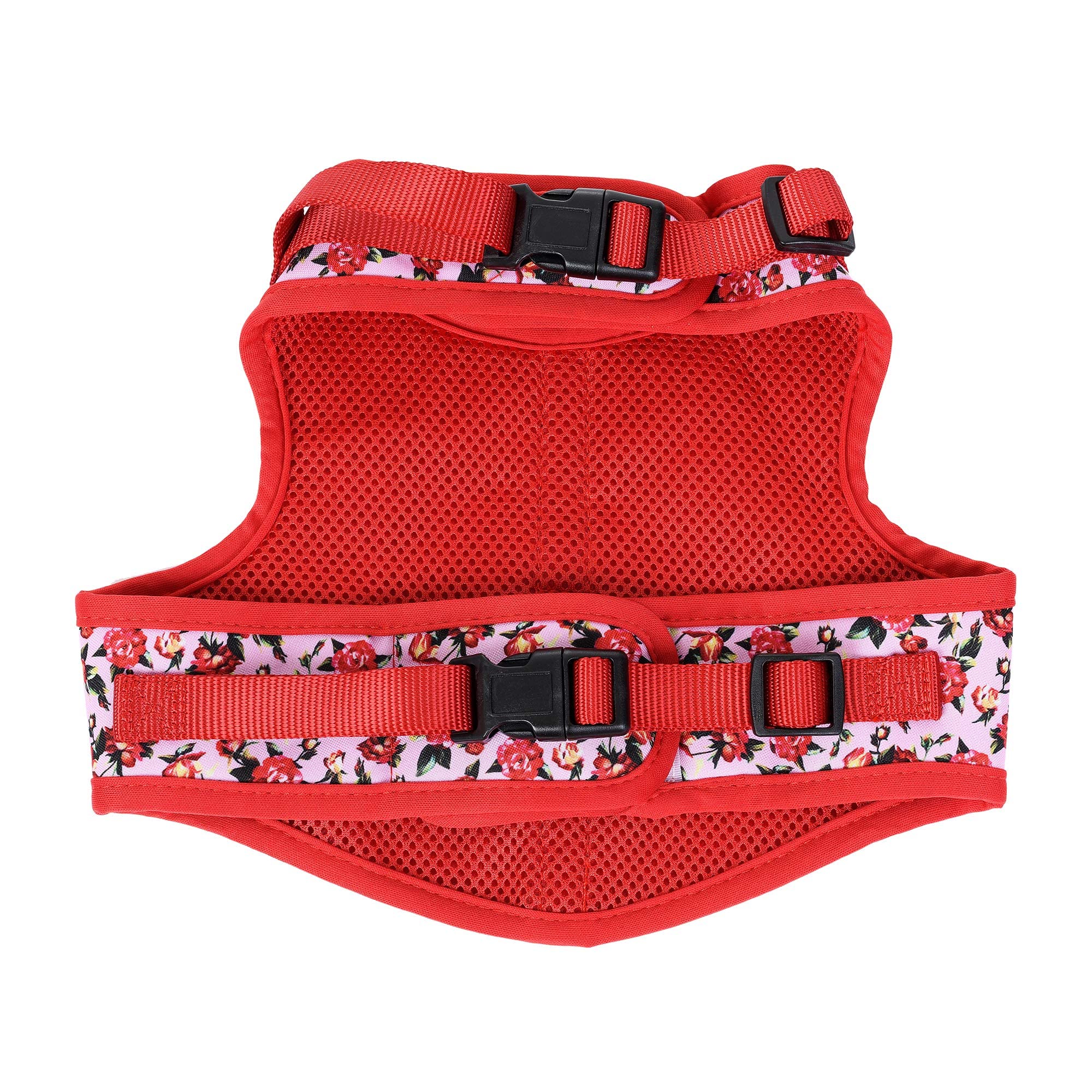 Mile High Life | Easy Get On Air Mesh Vest Harness | Spring Floral Collection | Adjustable Easy Closures Both Neck And Chest |20 Lbs Small Dogs & Cats | Peony Rose | M Chest Size (18'-20')