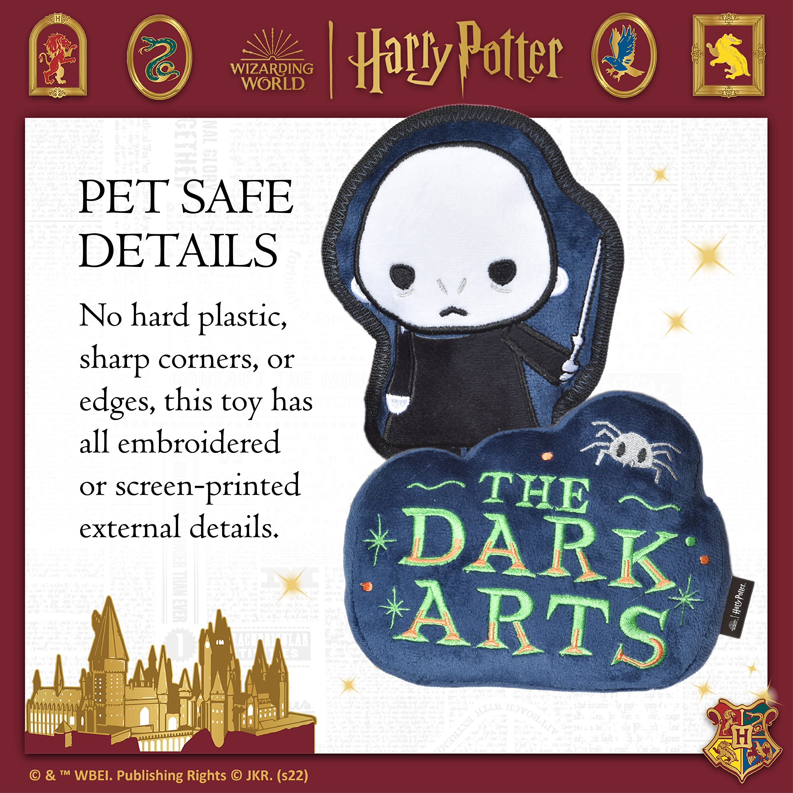 Harry Potter 2 Piece Dog Toy Set 6'' You Know Who Plush Figure Toy and Dark Arts Plush Silhouette Flat Toy Official Pet Toys and