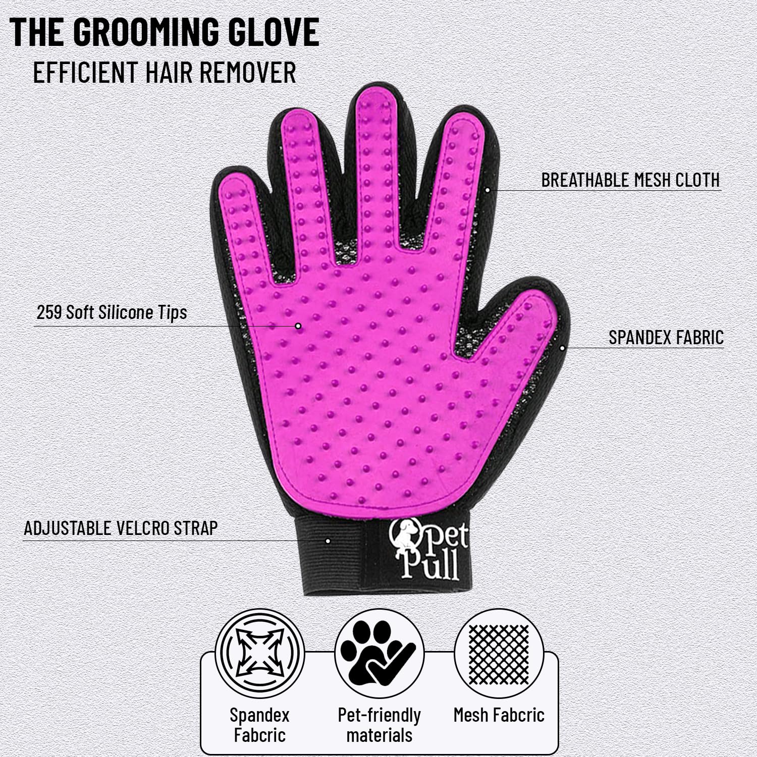 Pet Pull Complete Professional Pet Grooming Kit With Hair Removal Tool, Gloves, Self Cleaning Slicker Brush, And Pro Dog Deshedd