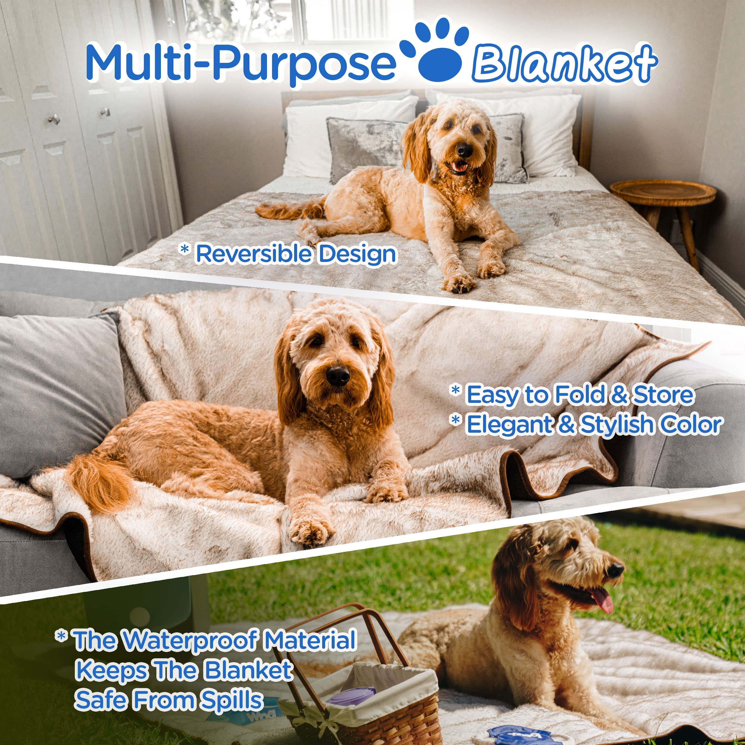 Pupprotector, Short Fur Throw, Soft Plush Waterproof Dog Blanket To Protect Car Seats And Furniture