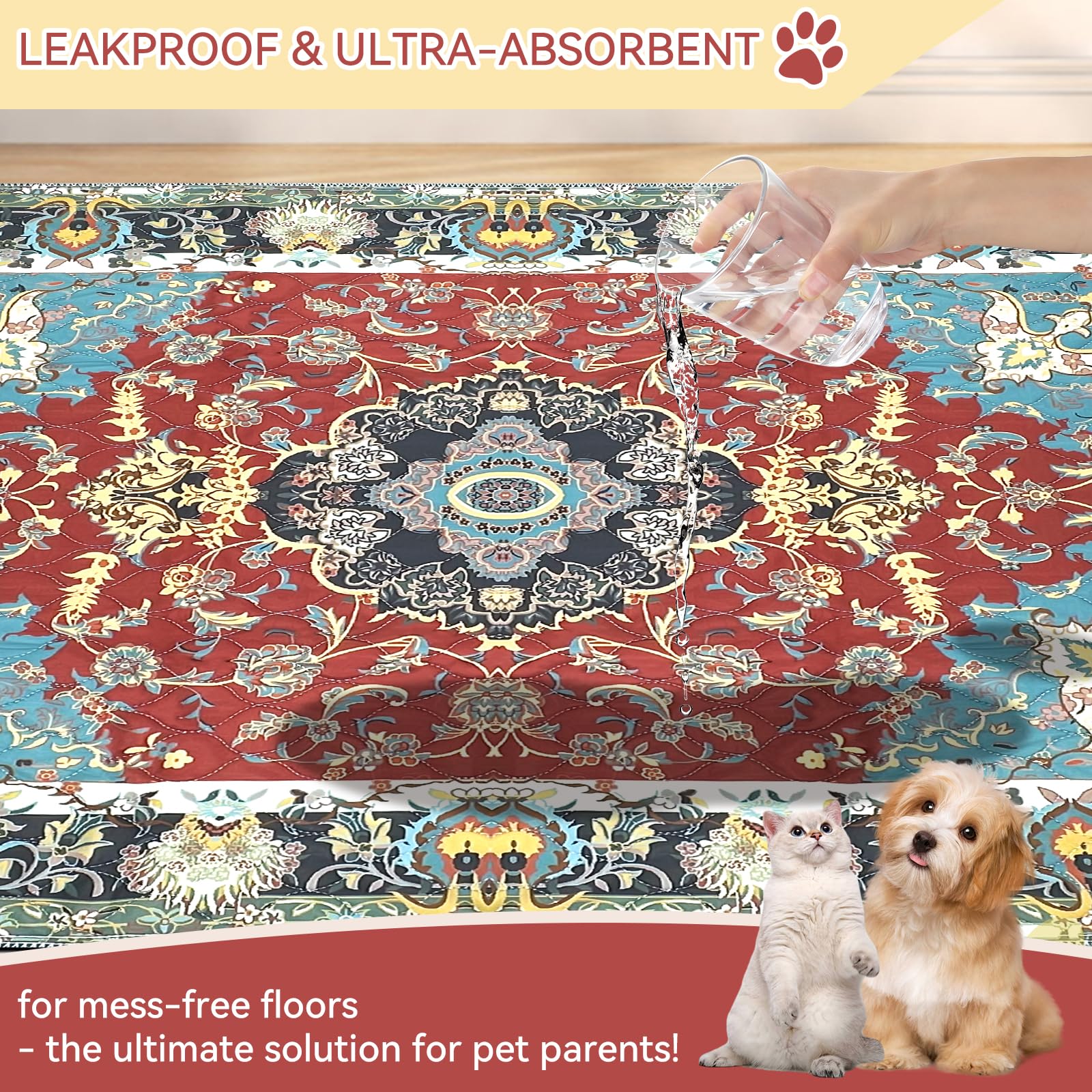 Washable Pee Pads For Dogs, 2 Pack 36'' X41'' Waterproof Non-Slip Puppy Pad With Fast Absorbent, Reusable Rug For Training Trave