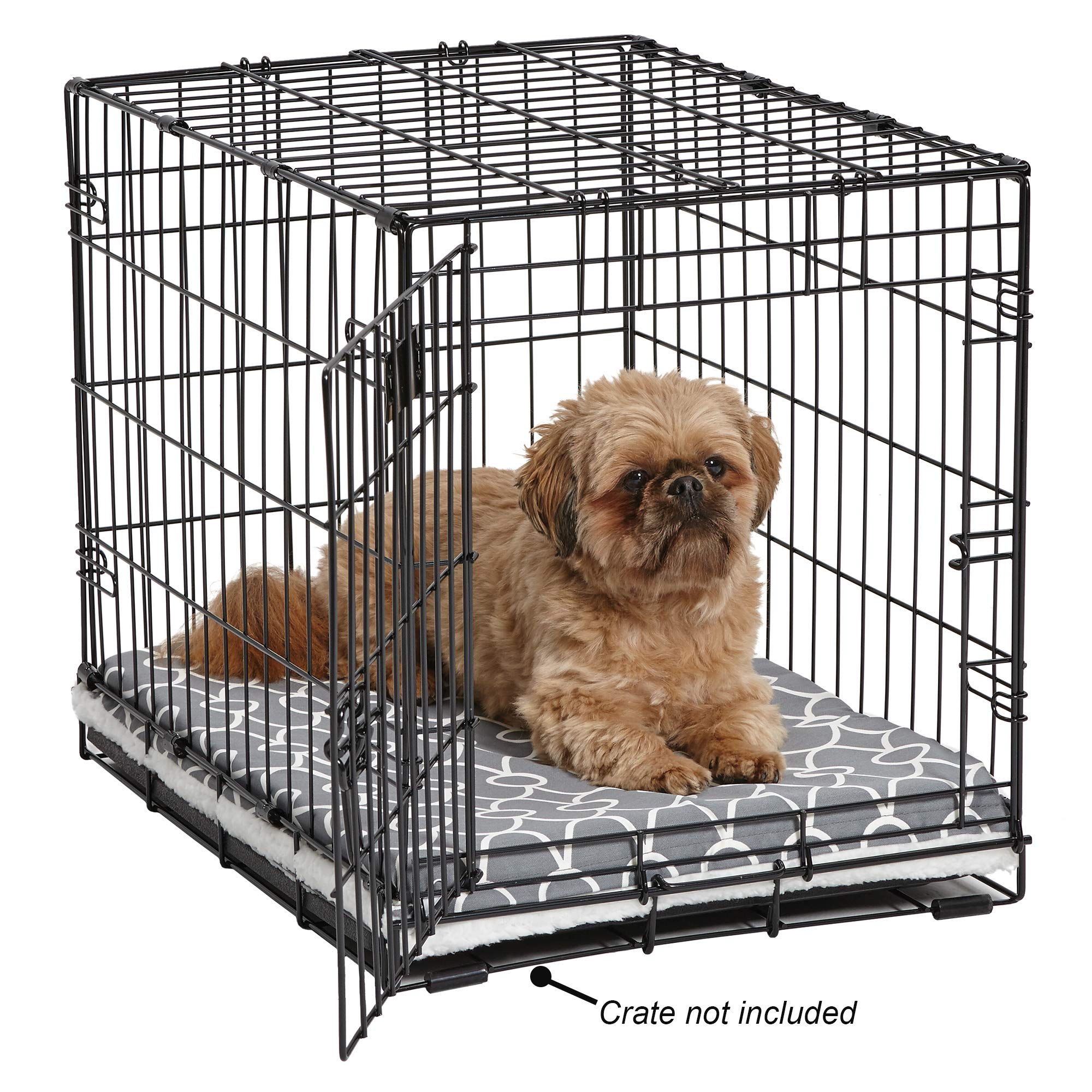 Midwest Homes For Petsquiet Time Teflon Defender Dog Beds; Pet Beds Designed To Fit Folding Metal Dog Crates, Gray & White Geometric Pattern, 24-Inch